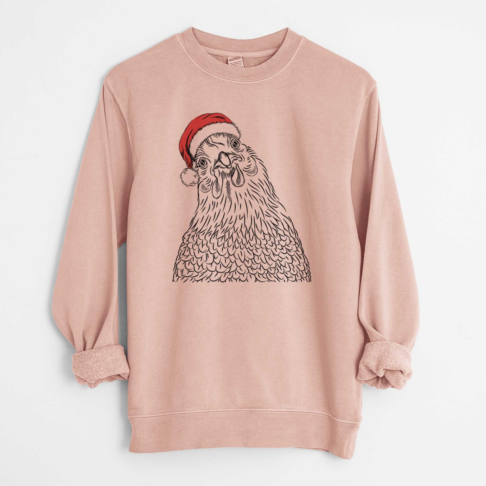 Santa Henrietta the Chicken - Unisex Pigment Dyed Crew Sweatshirt