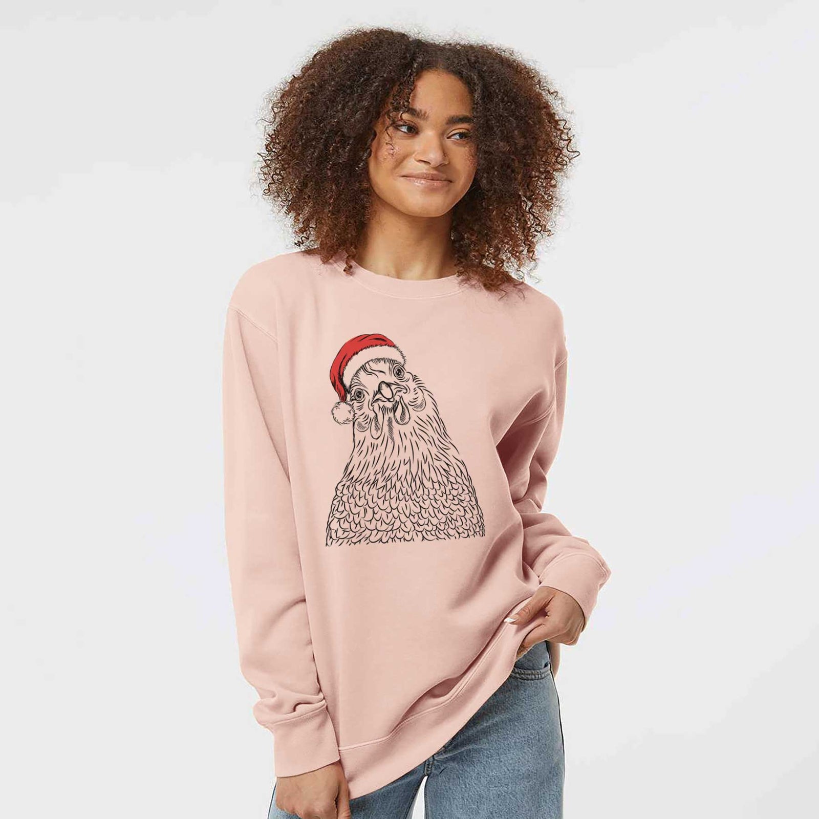Santa Henrietta the Chicken - Unisex Pigment Dyed Crew Sweatshirt