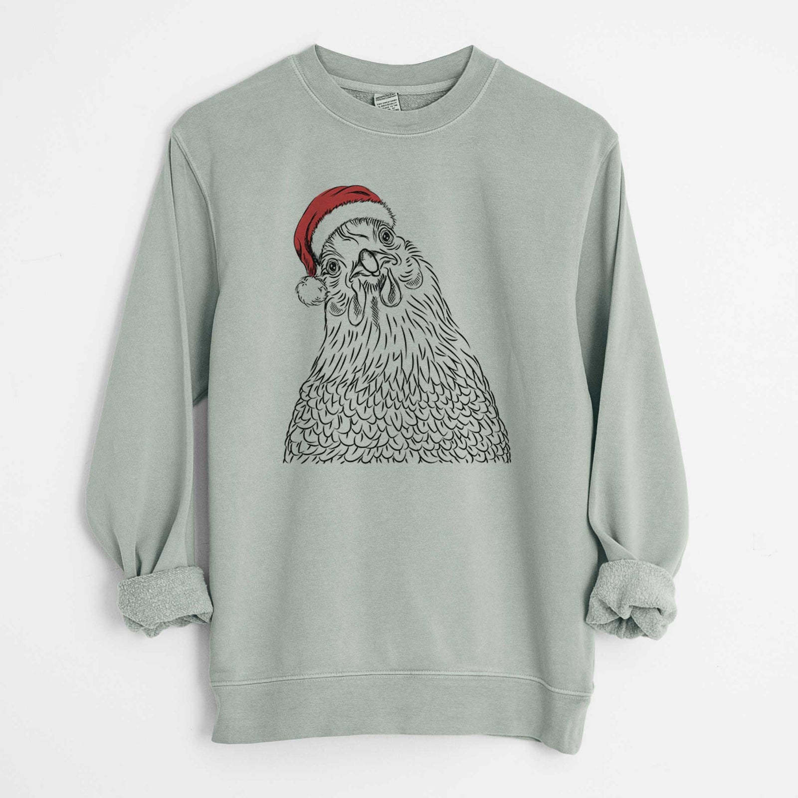 Santa Henrietta the Chicken - Unisex Pigment Dyed Crew Sweatshirt