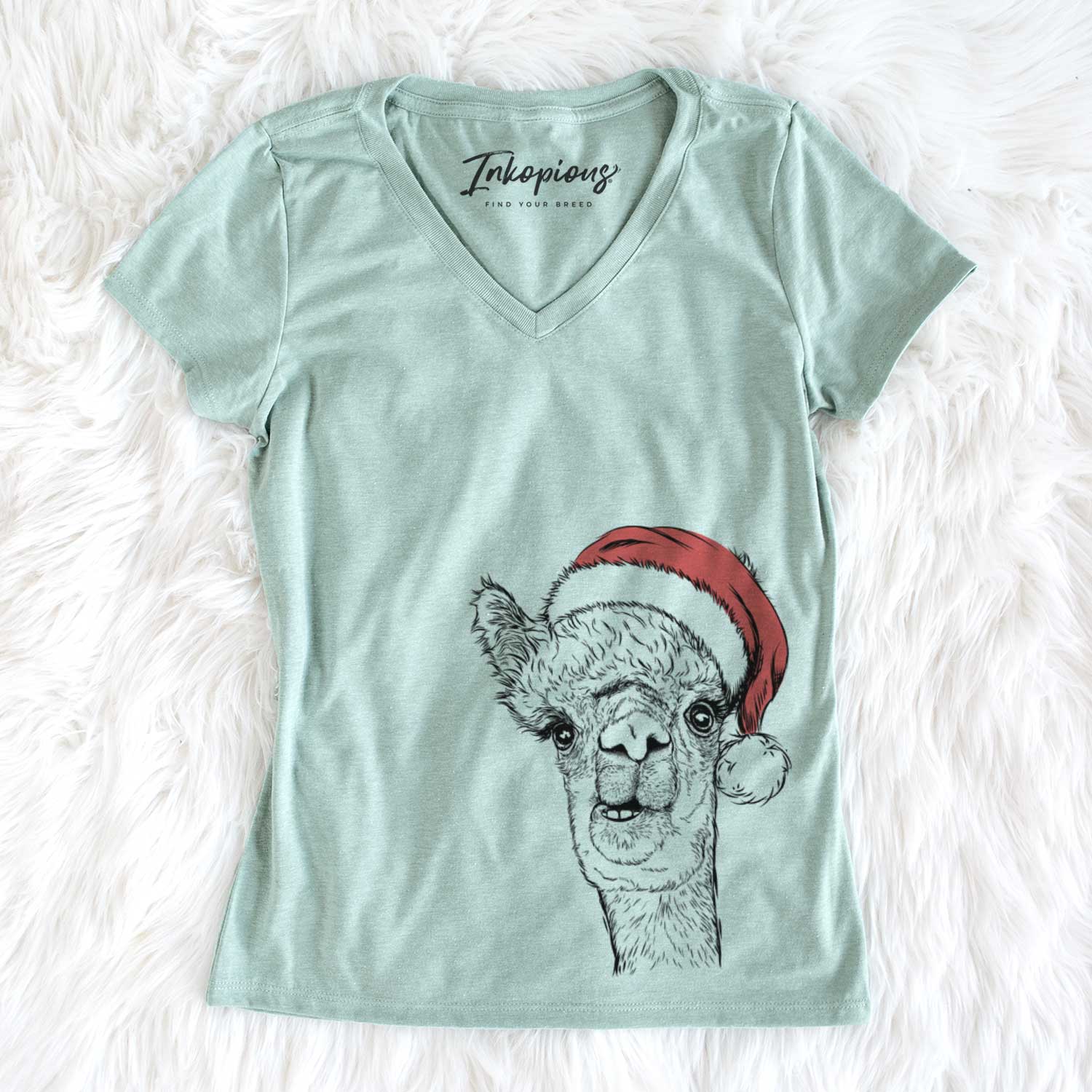 Santa Henry the Alpaca - Women's V-neck Shirt