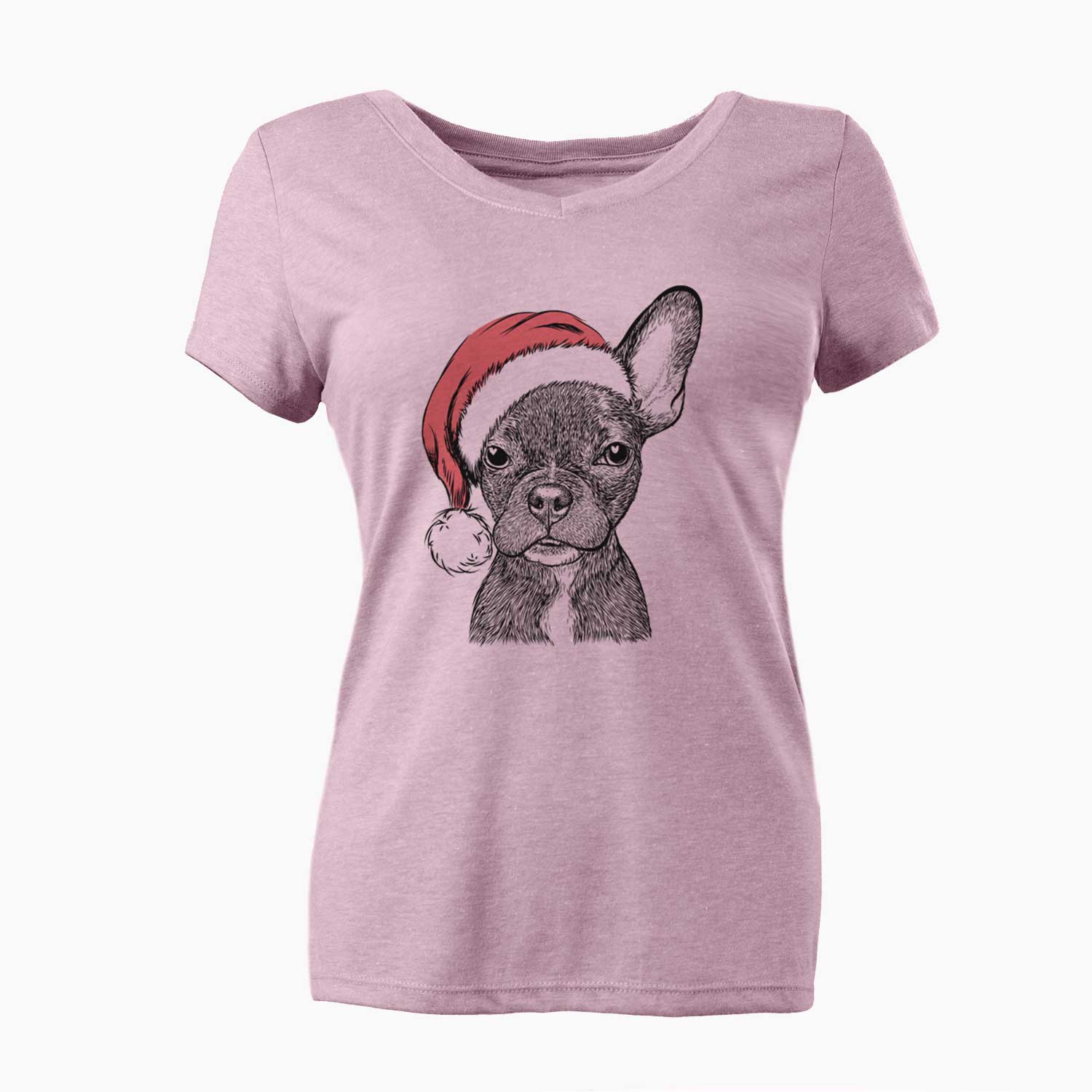Santa Henry the French Bulldog - Women's V-neck Shirt