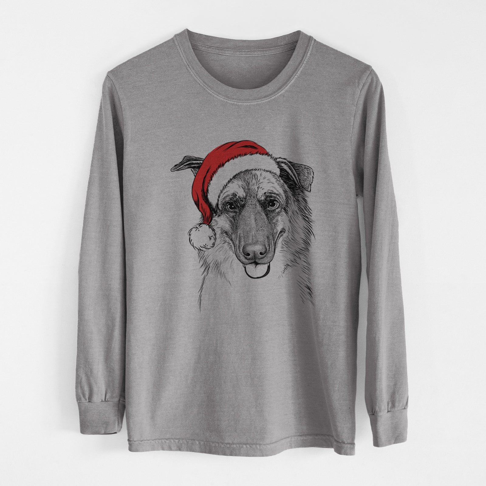 Santa Henry the German Shepherd - Heavyweight 100% Cotton Long Sleeve