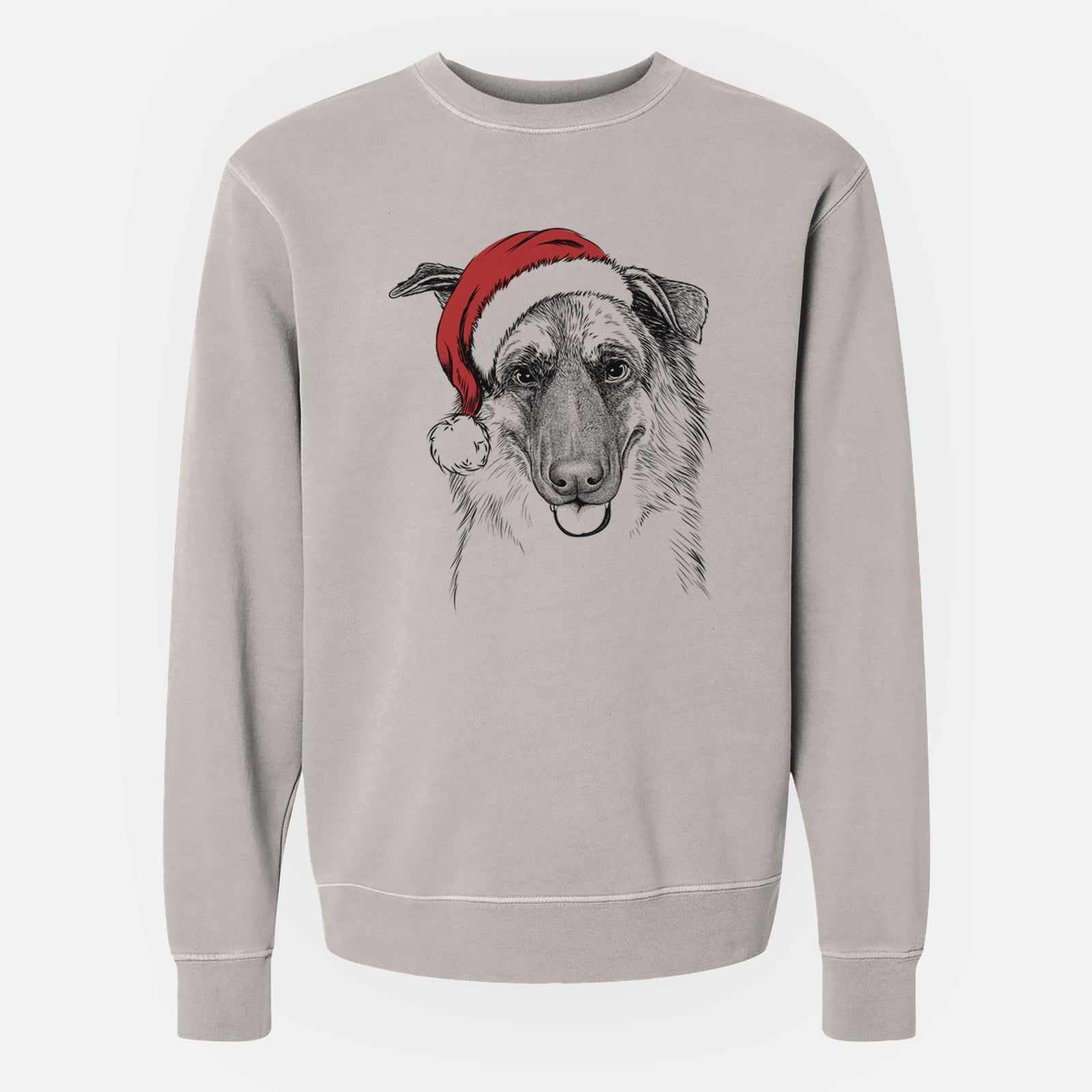 Santa Henry the German Shepherd - Unisex Pigment Dyed Crew Sweatshirt