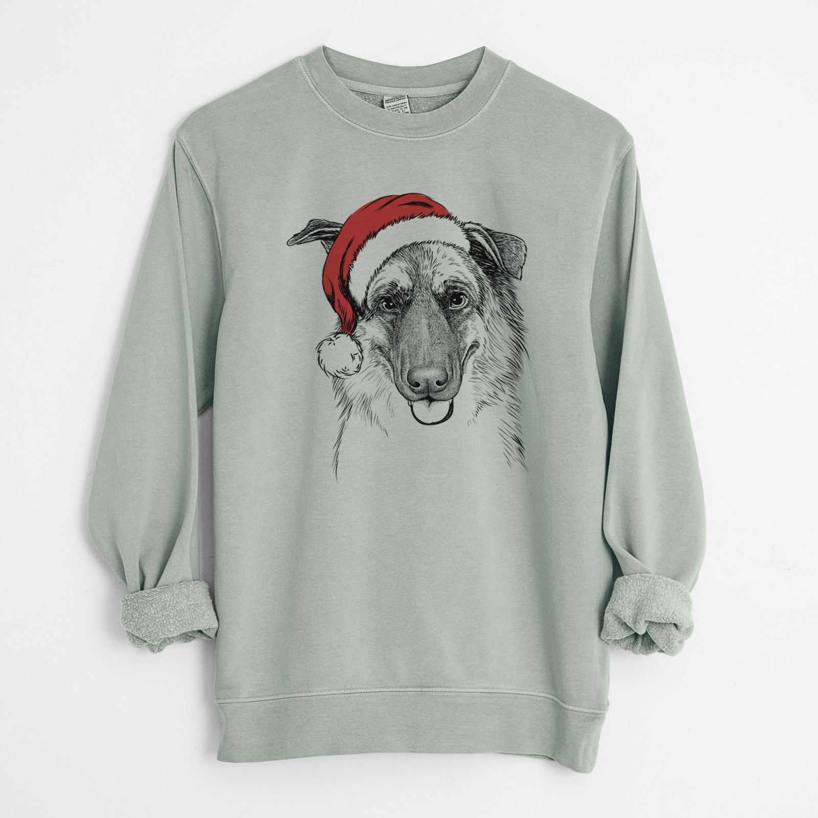 Santa Henry the German Shepherd - Unisex Pigment Dyed Crew Sweatshirt