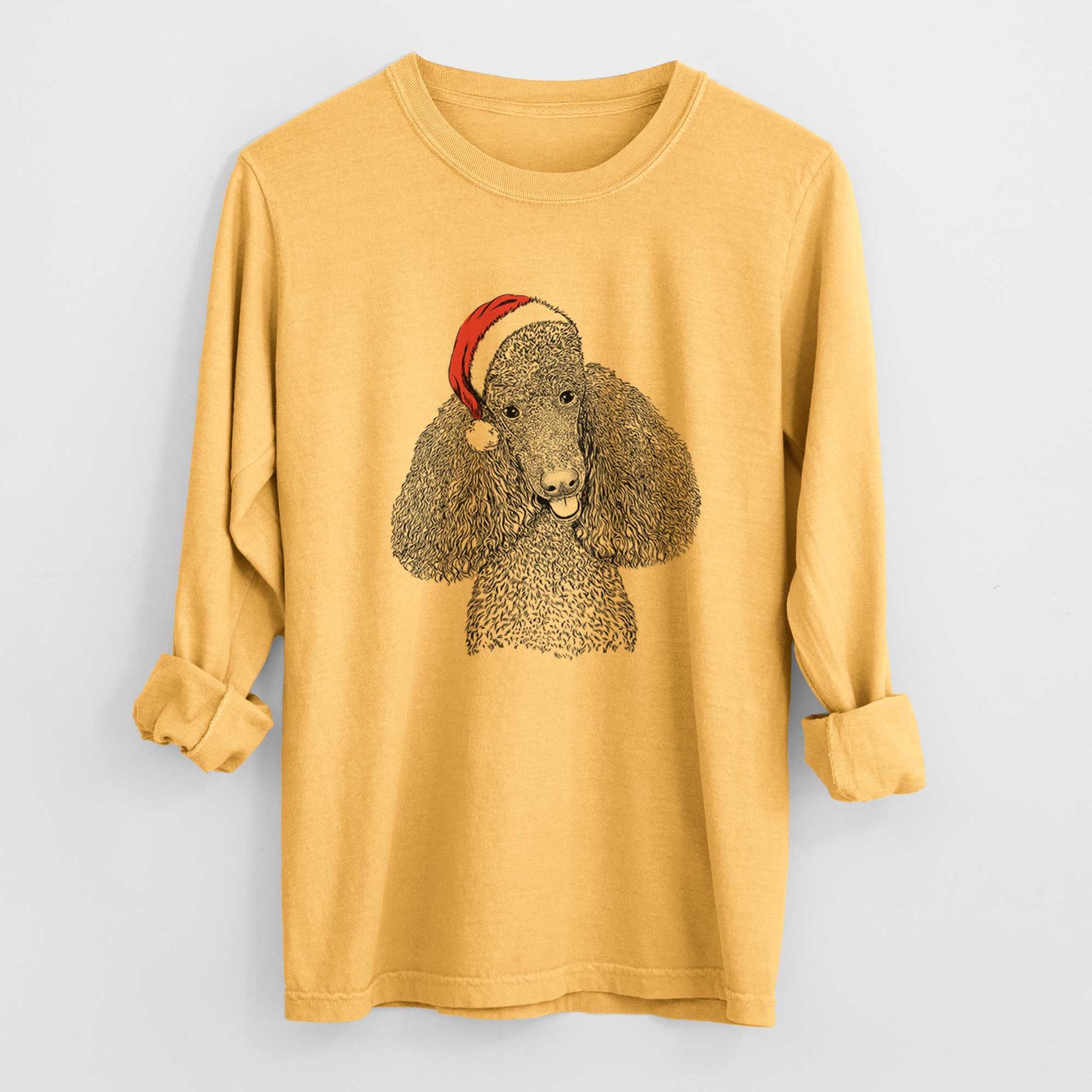 Santa Henry the Standard Poodle - Heavyweight 100% Cotton Long Sleeve