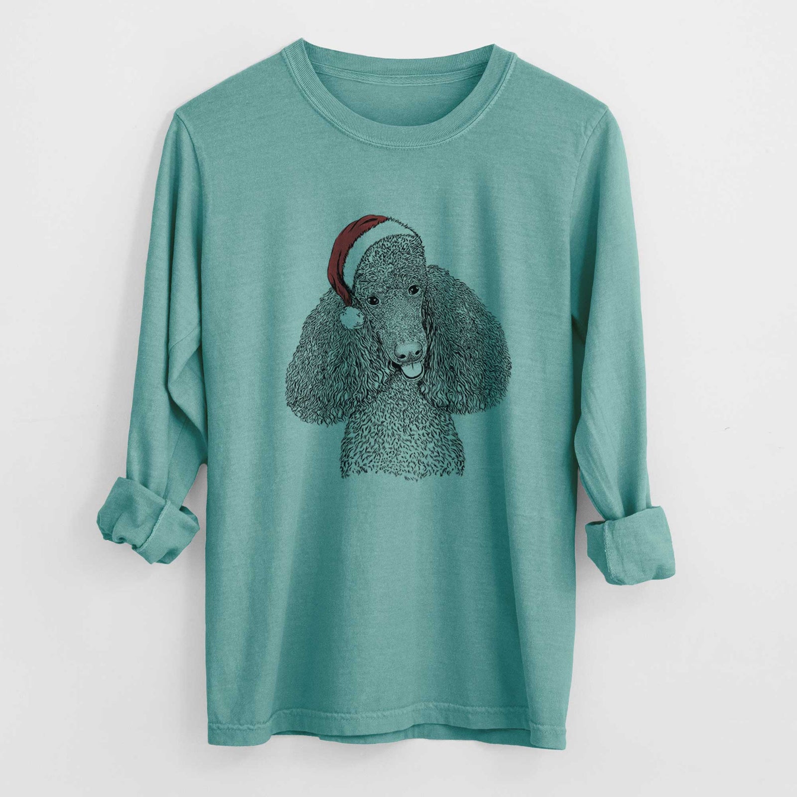 Santa Henry the Standard Poodle - Heavyweight 100% Cotton Long Sleeve