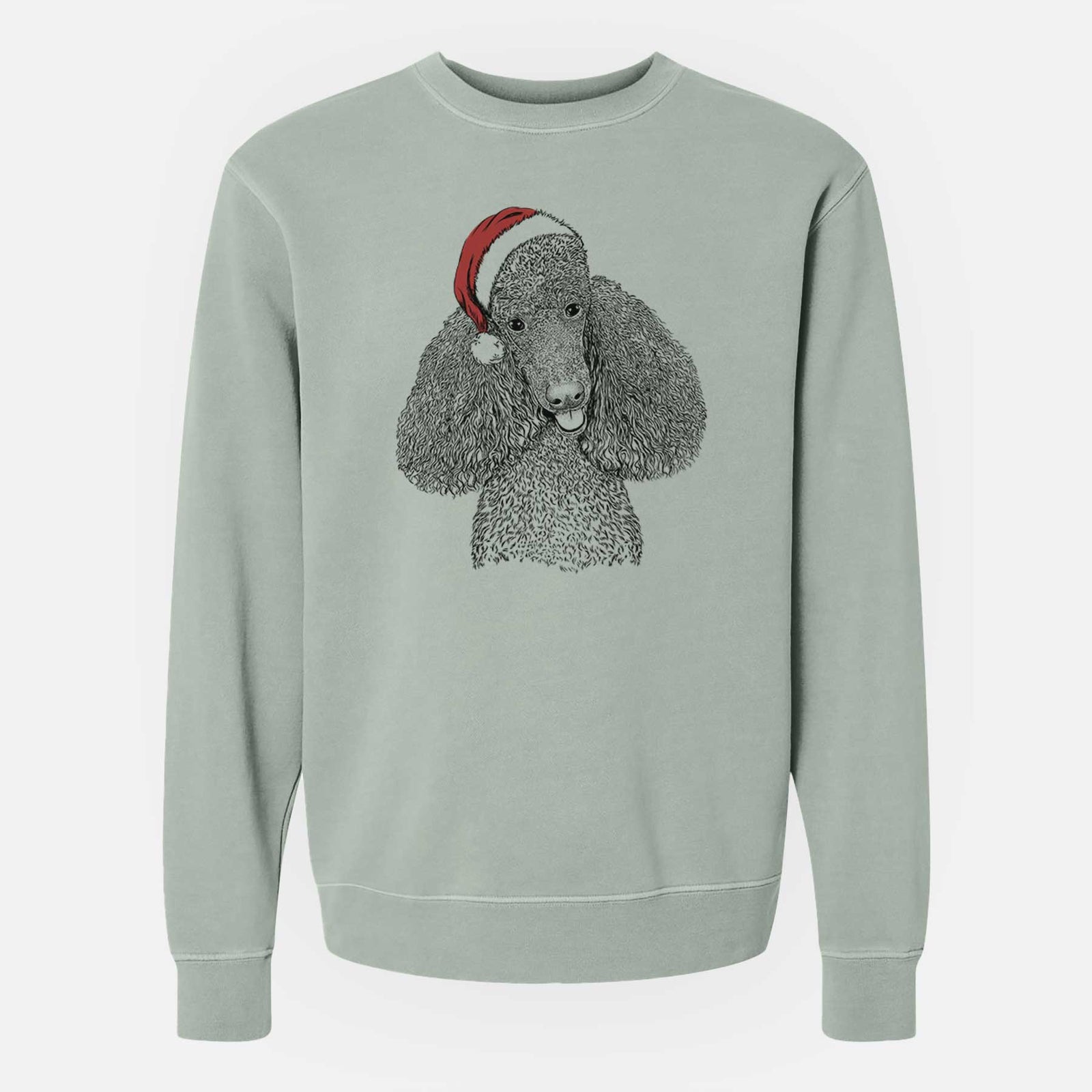 Santa Henry the Standard Poodle - Unisex Pigment Dyed Crew Sweatshirt