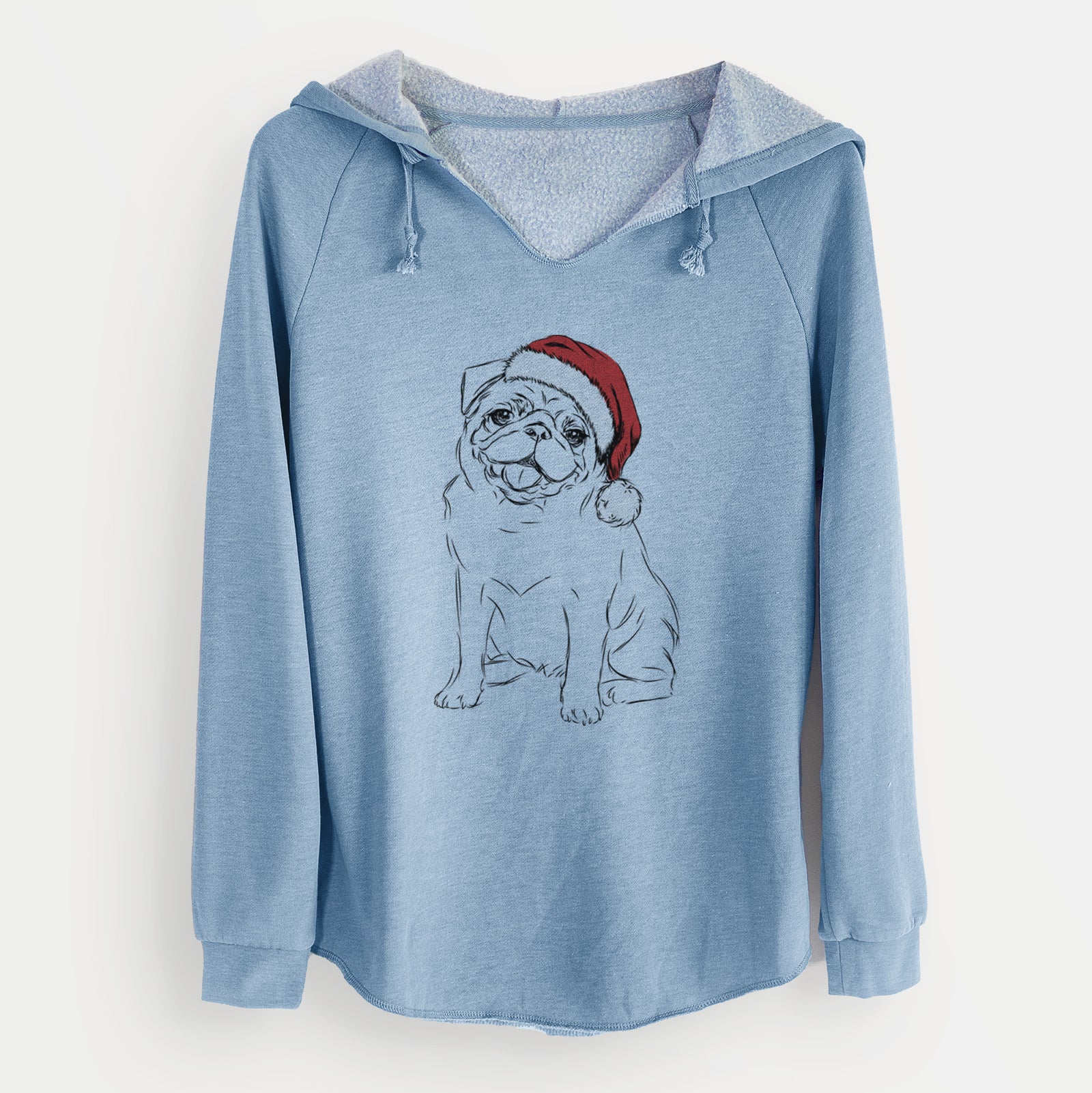 Santa Higgins the Pug - Cali Wave Hooded Sweatshirt