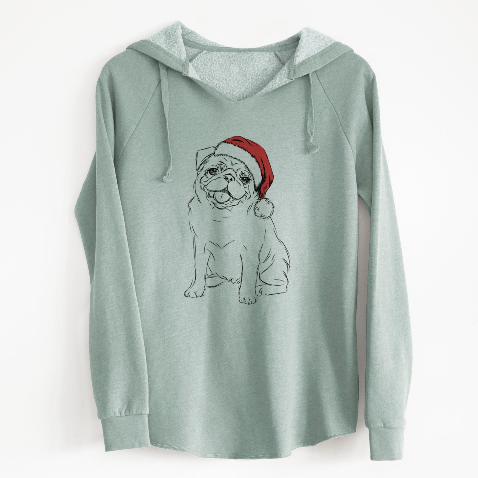 Santa Higgins the Pug - Cali Wave Hooded Sweatshirt