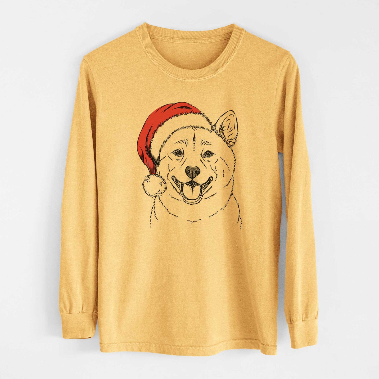 Santa Hiro the Shiba Inu - Heavyweight 100% Cotton Long Sleeve