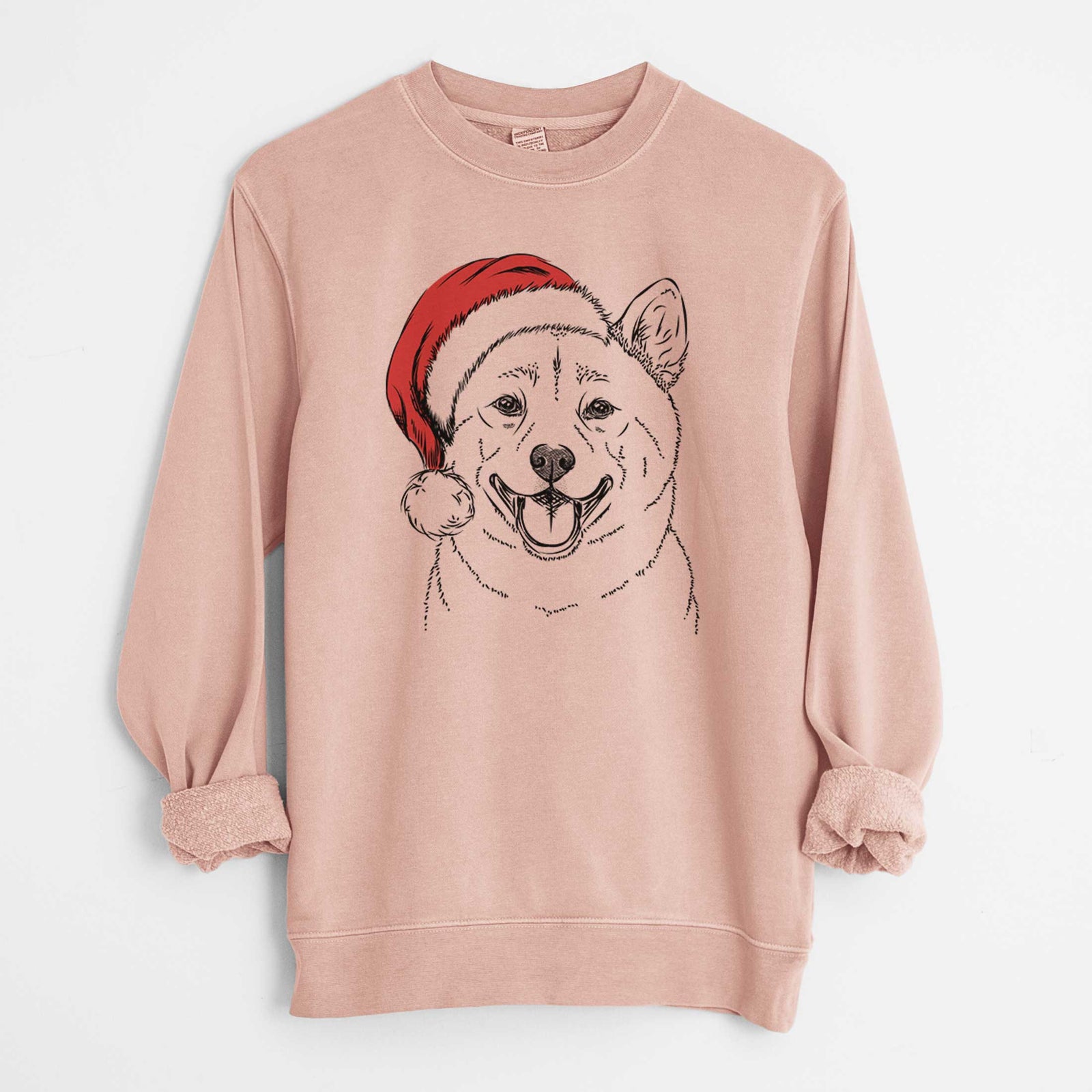 Santa Hiro the Shiba Inu - Unisex Pigment Dyed Crew Sweatshirt
