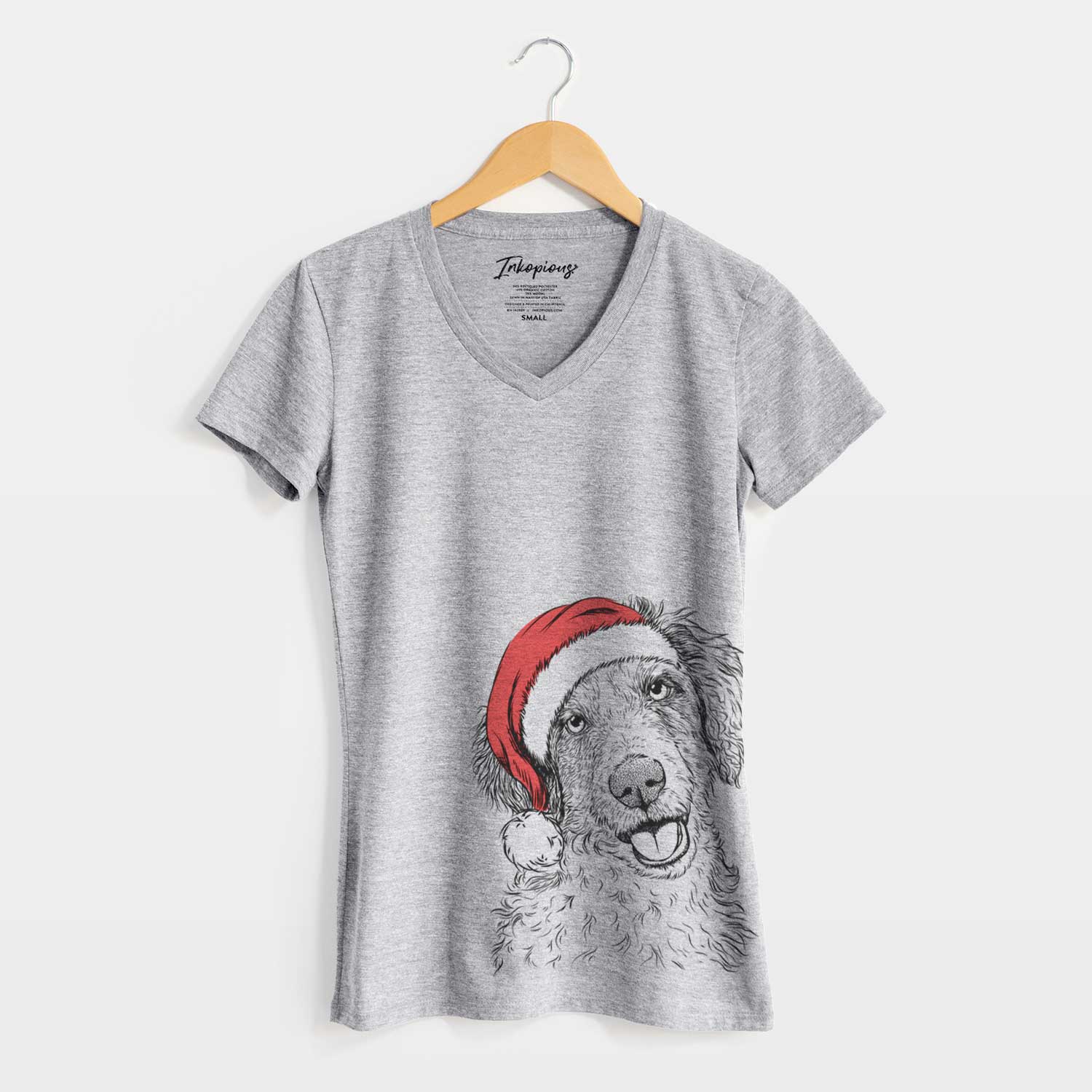 Santa Hoge the Aussiedoodle - Women's V-neck Shirt