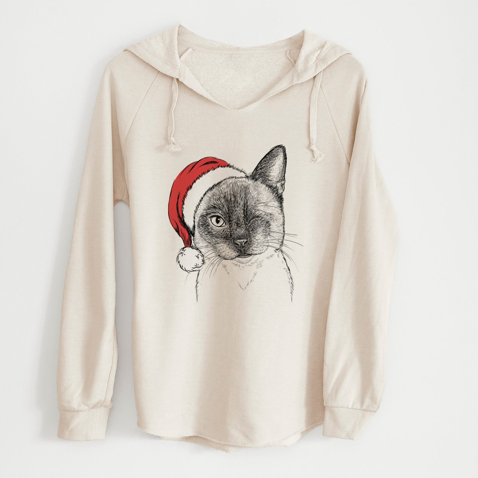 Santa Hoggle the Siamese Cat - Cali Wave Hooded Sweatshirt