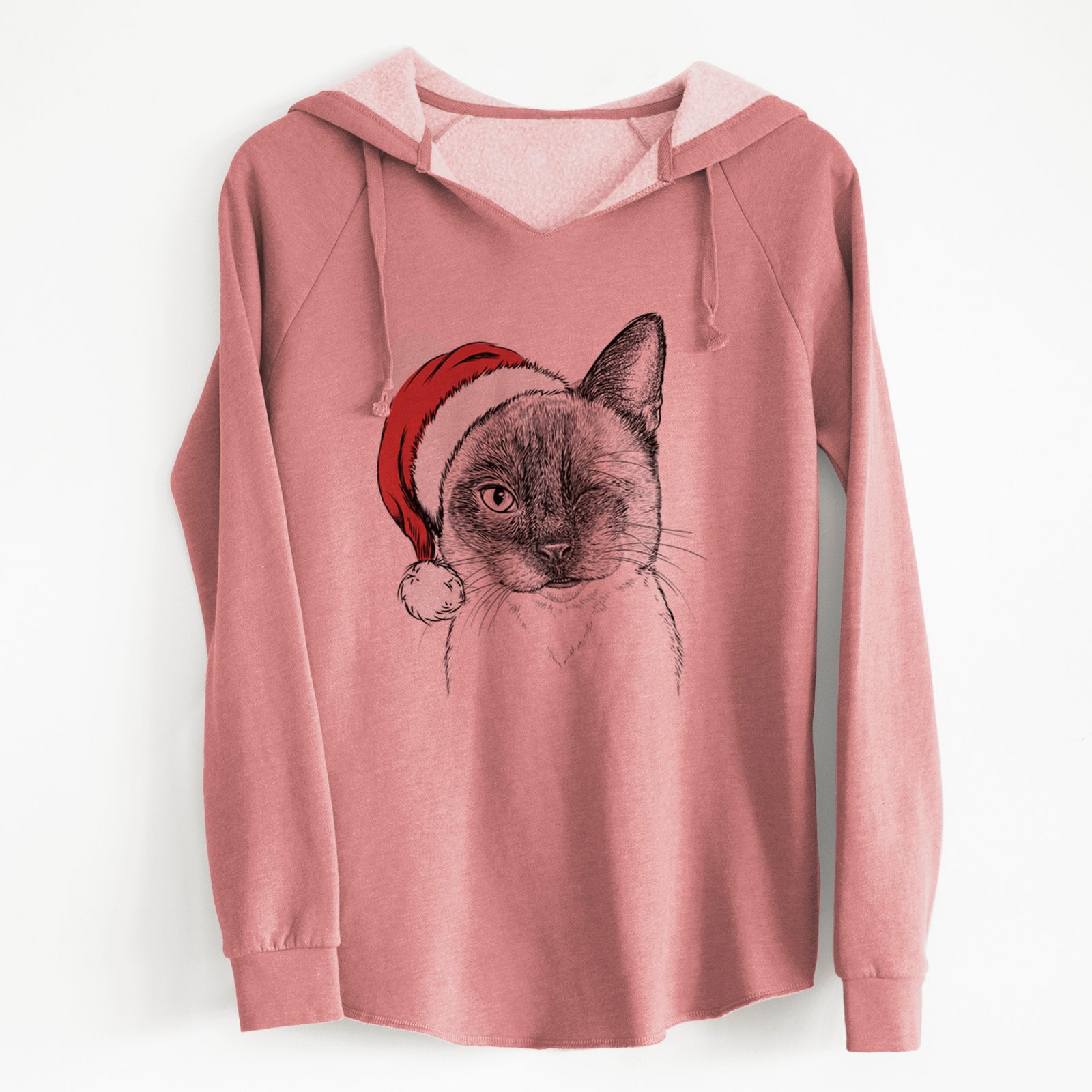 Santa Hoggle the Siamese Cat - Cali Wave Hooded Sweatshirt