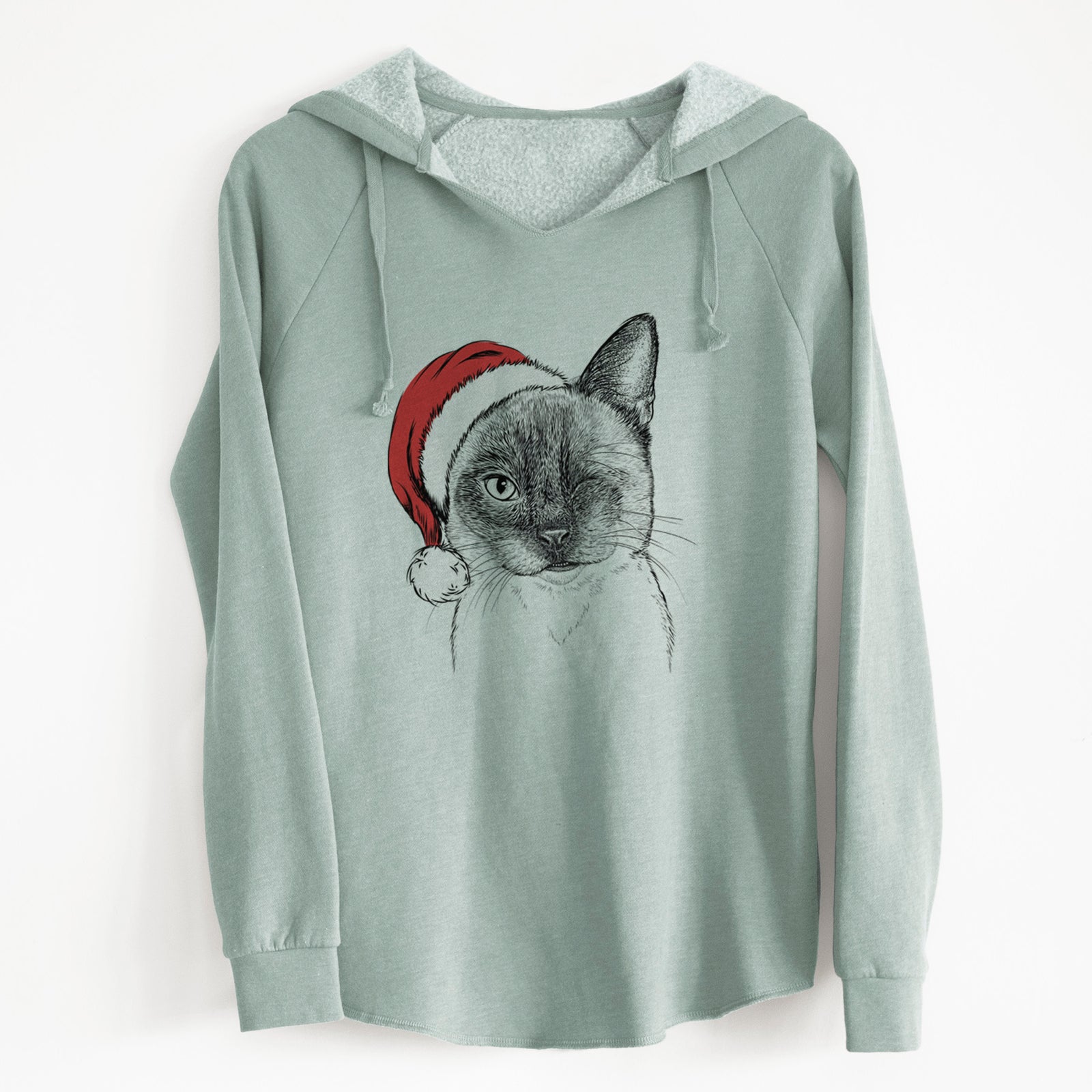 Santa Hoggle the Siamese Cat - Cali Wave Hooded Sweatshirt