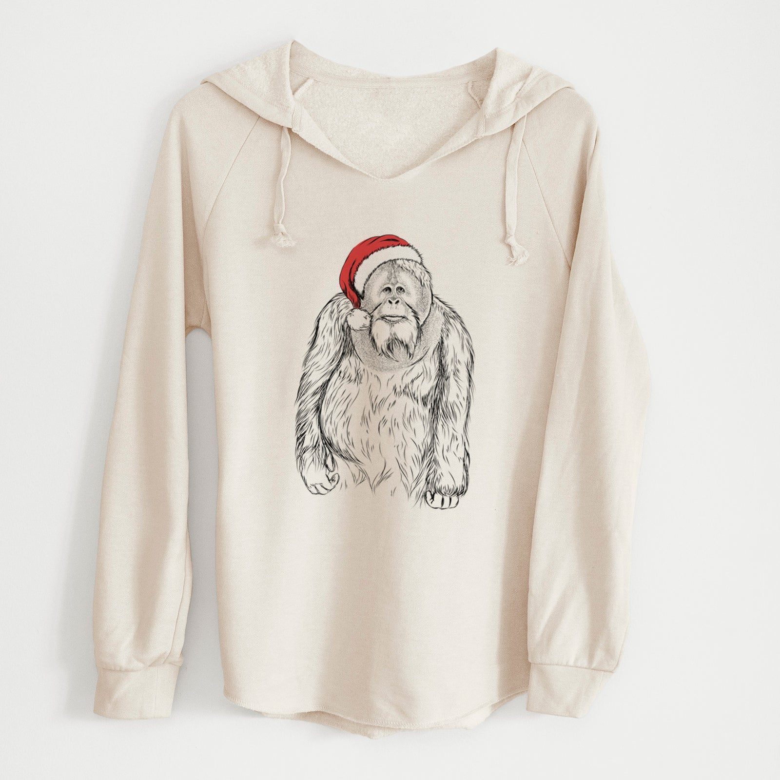 Santa Horace the Male Orangutan - Cali Wave Hooded Sweatshirt