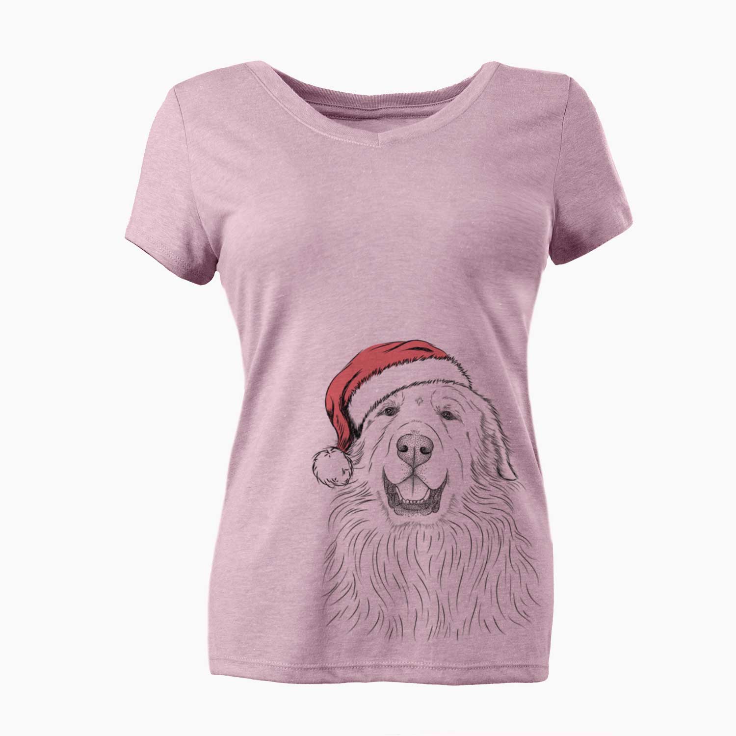 Santa Horton the Great Pyrenees - Women's V-neck Shirt