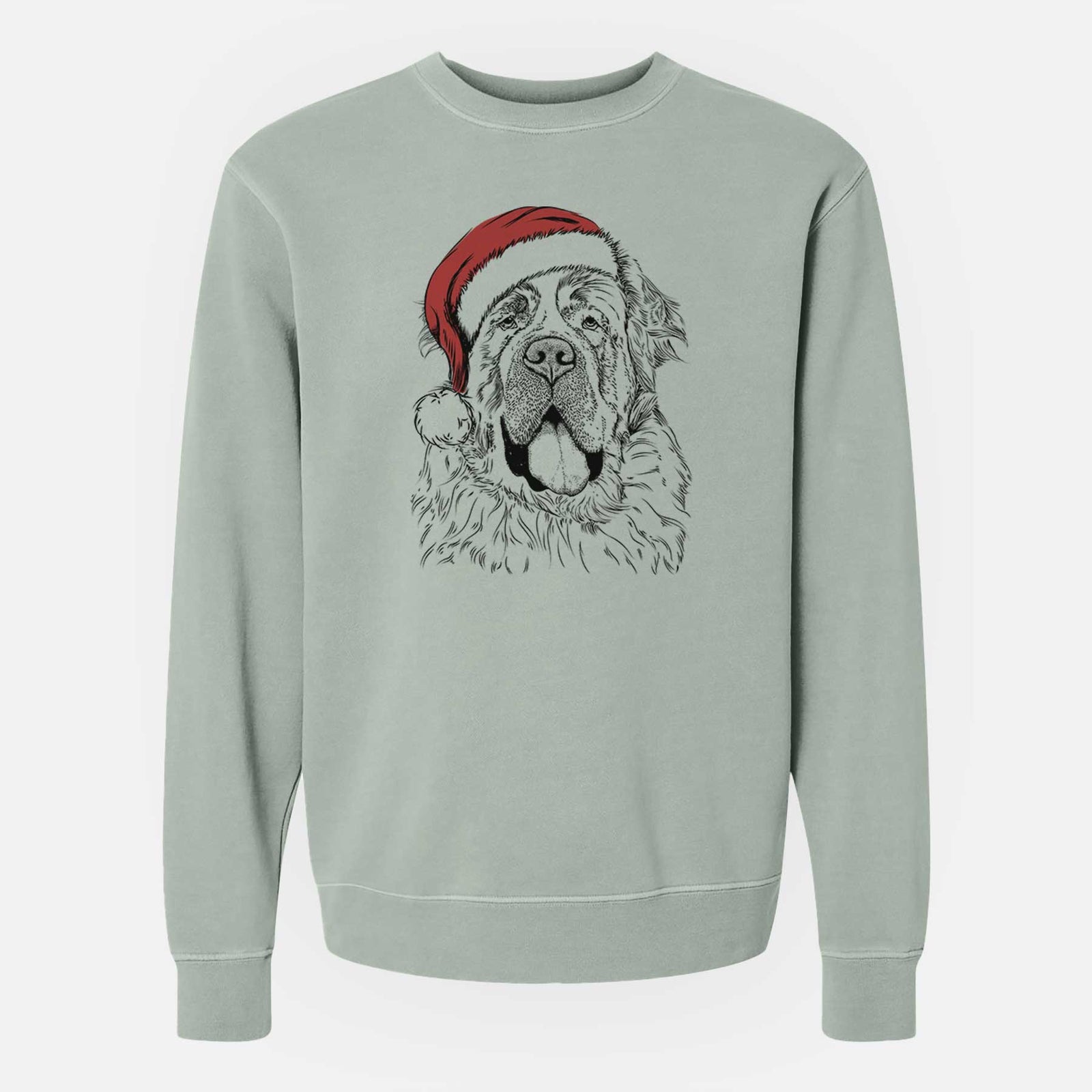 Santa Hoss the Saint Bernard - Unisex Pigment Dyed Crew Sweatshirt