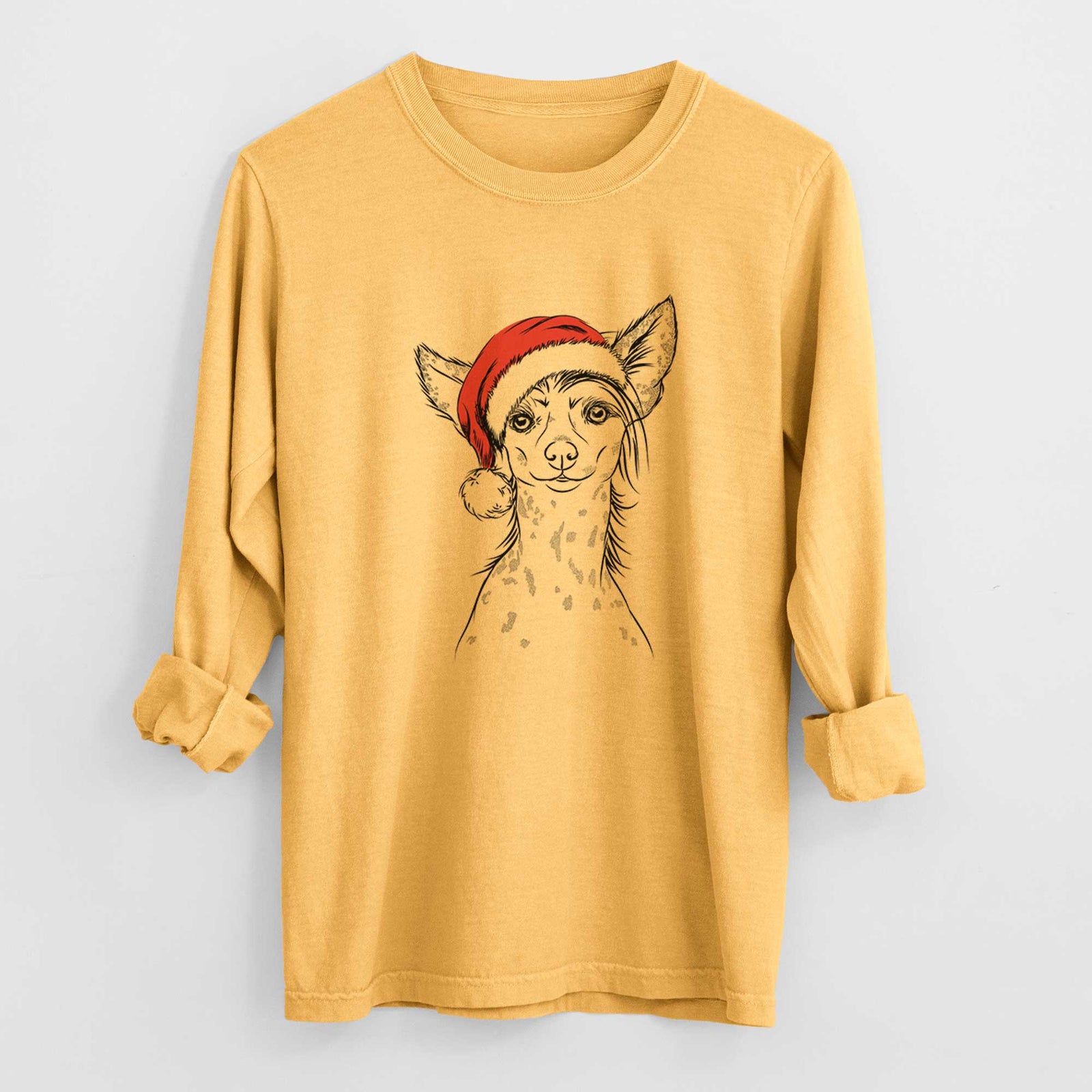 Santa Hudson the Chinese Crested - Heavyweight 100% Cotton Long Sleeve
