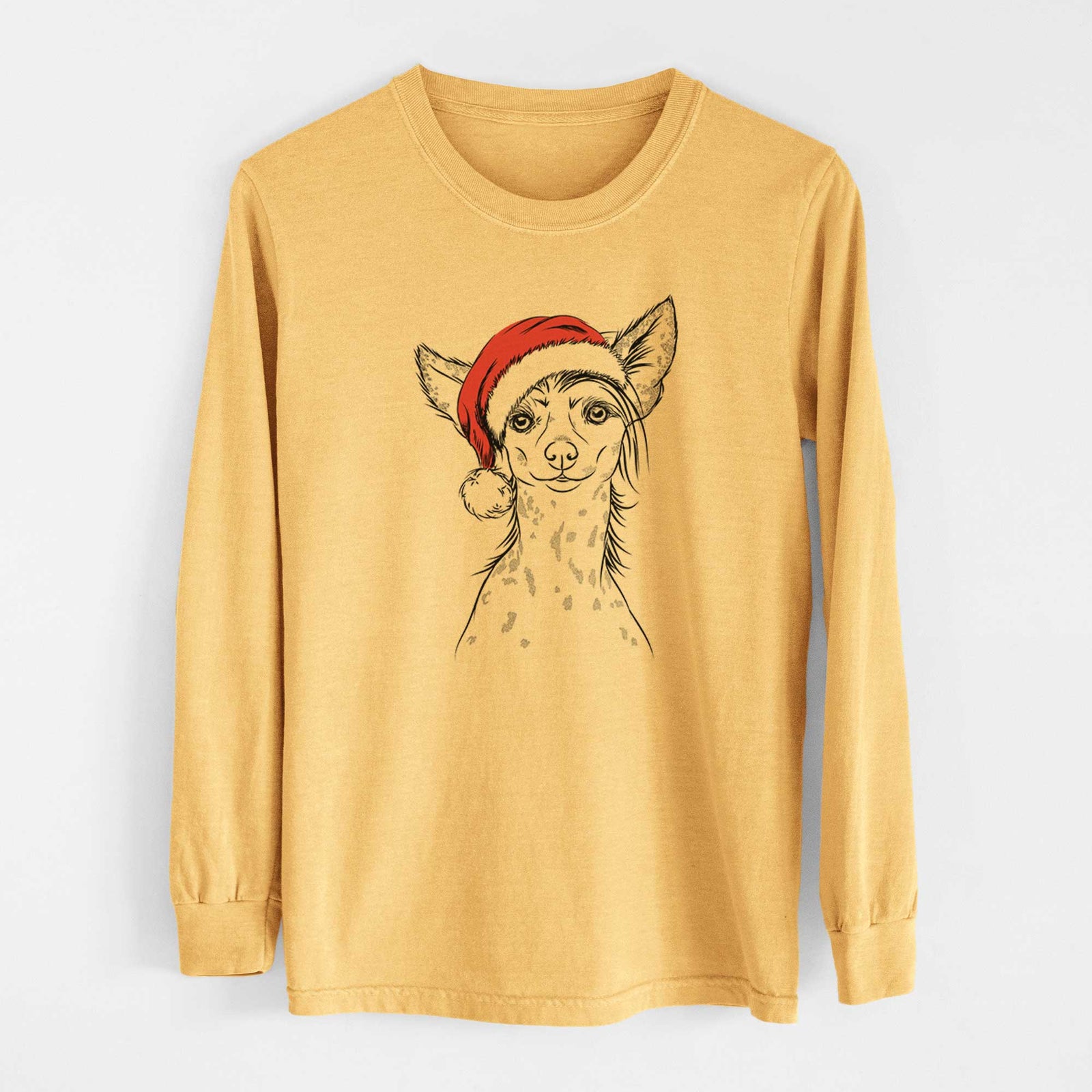 Santa Hudson the Chinese Crested - Heavyweight 100% Cotton Long Sleeve