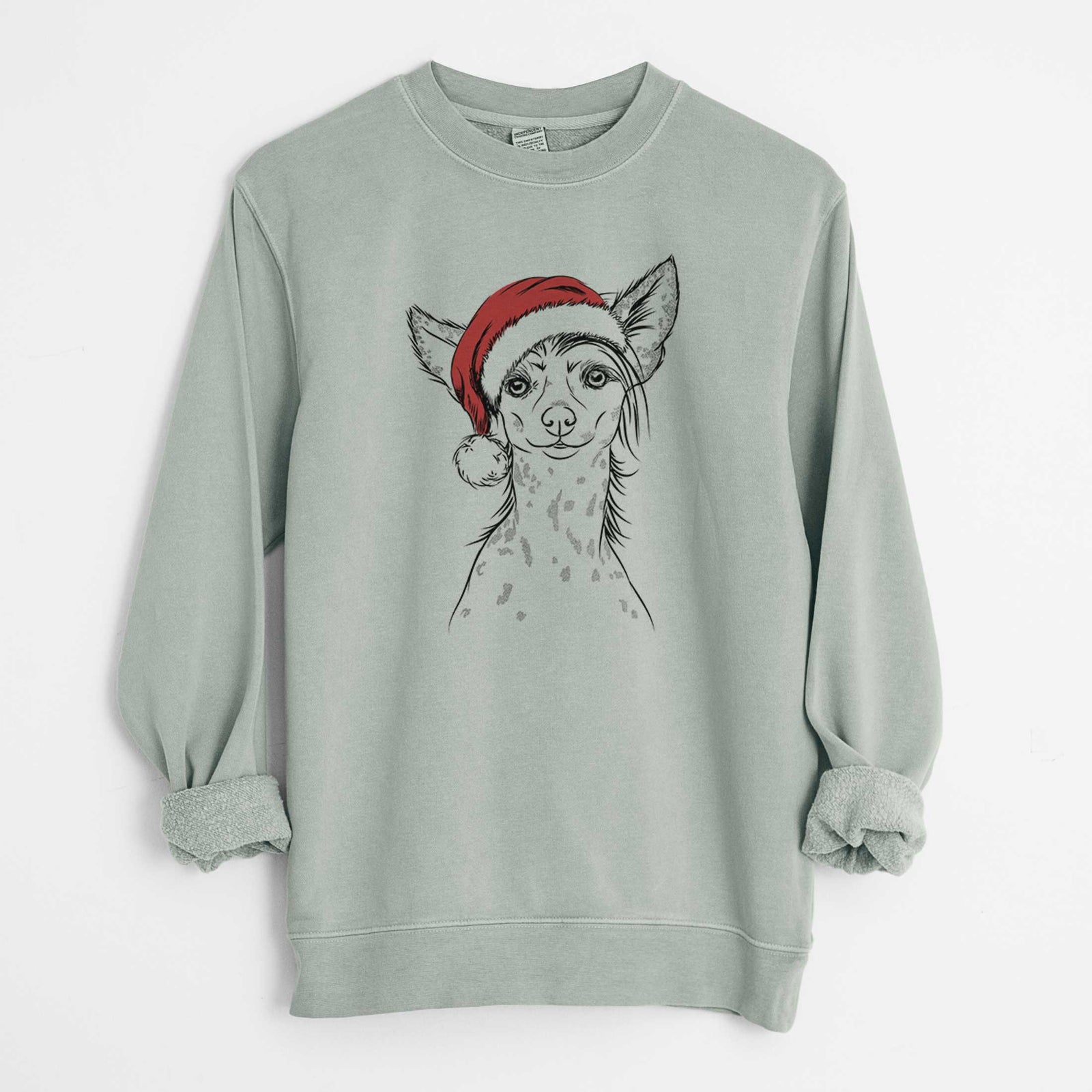 Santa Hudson the Chinese Crested - Unisex Pigment Dyed Crew Sweatshirt
