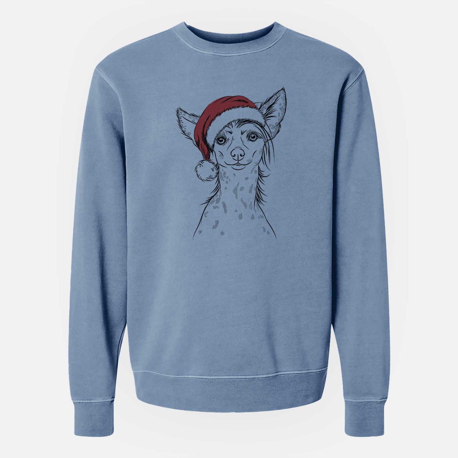 Santa Hudson the Chinese Crested - Unisex Pigment Dyed Crew Sweatshirt