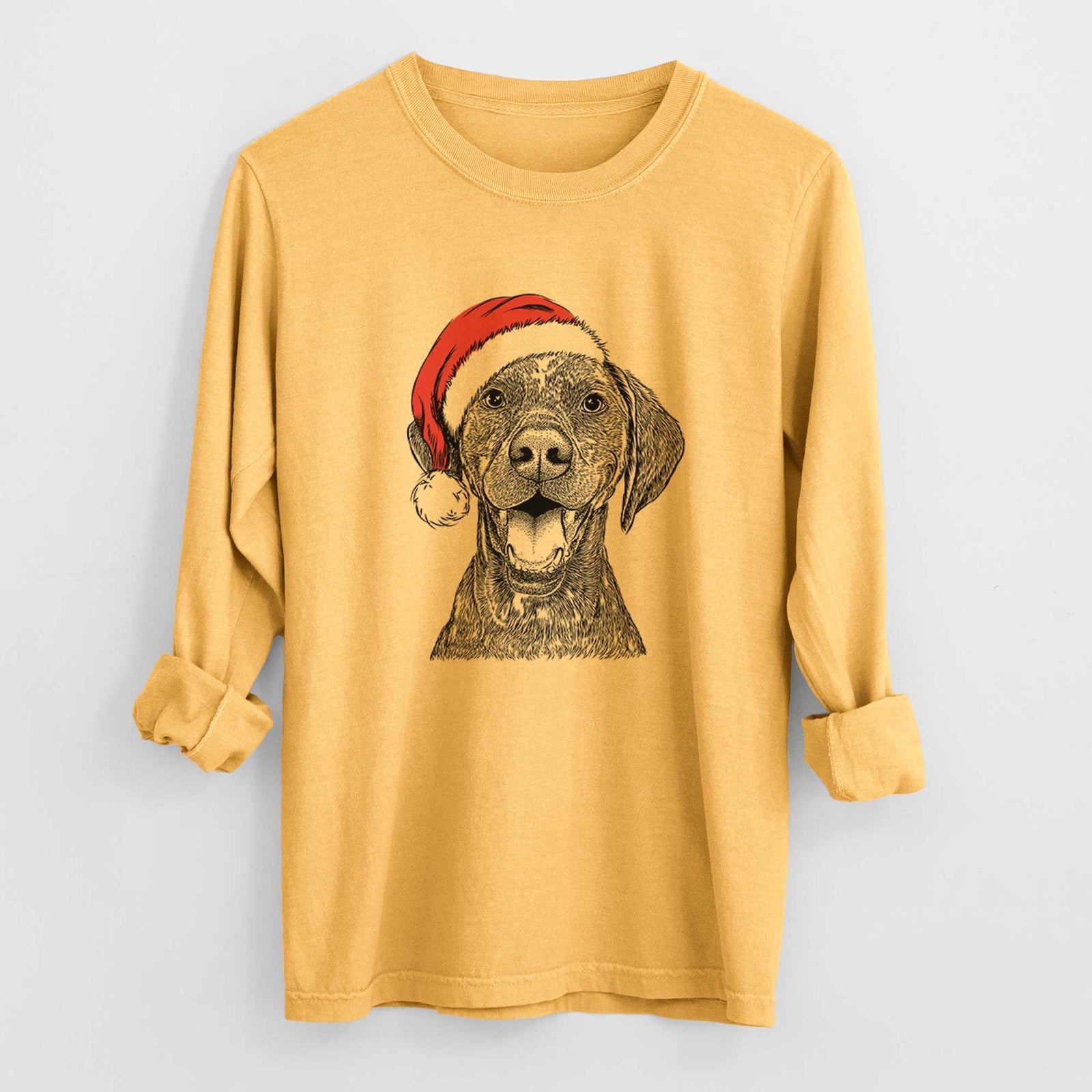 Santa Hudson the German Shorthaired Pointer - Heavyweight 100% Cotton Long Sleeve