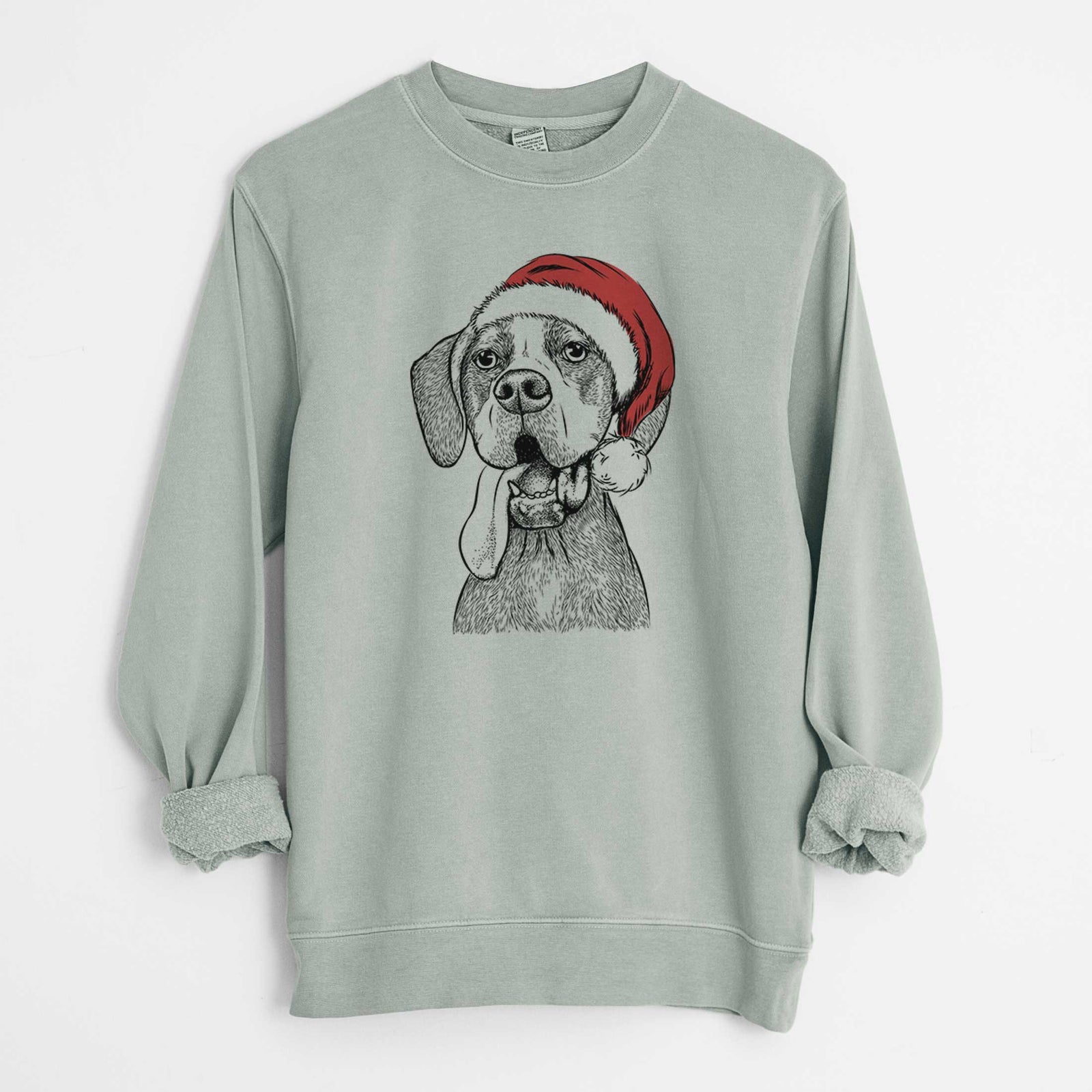 Santa Irwin the English Pointer - Unisex Pigment Dyed Crew Sweatshirt