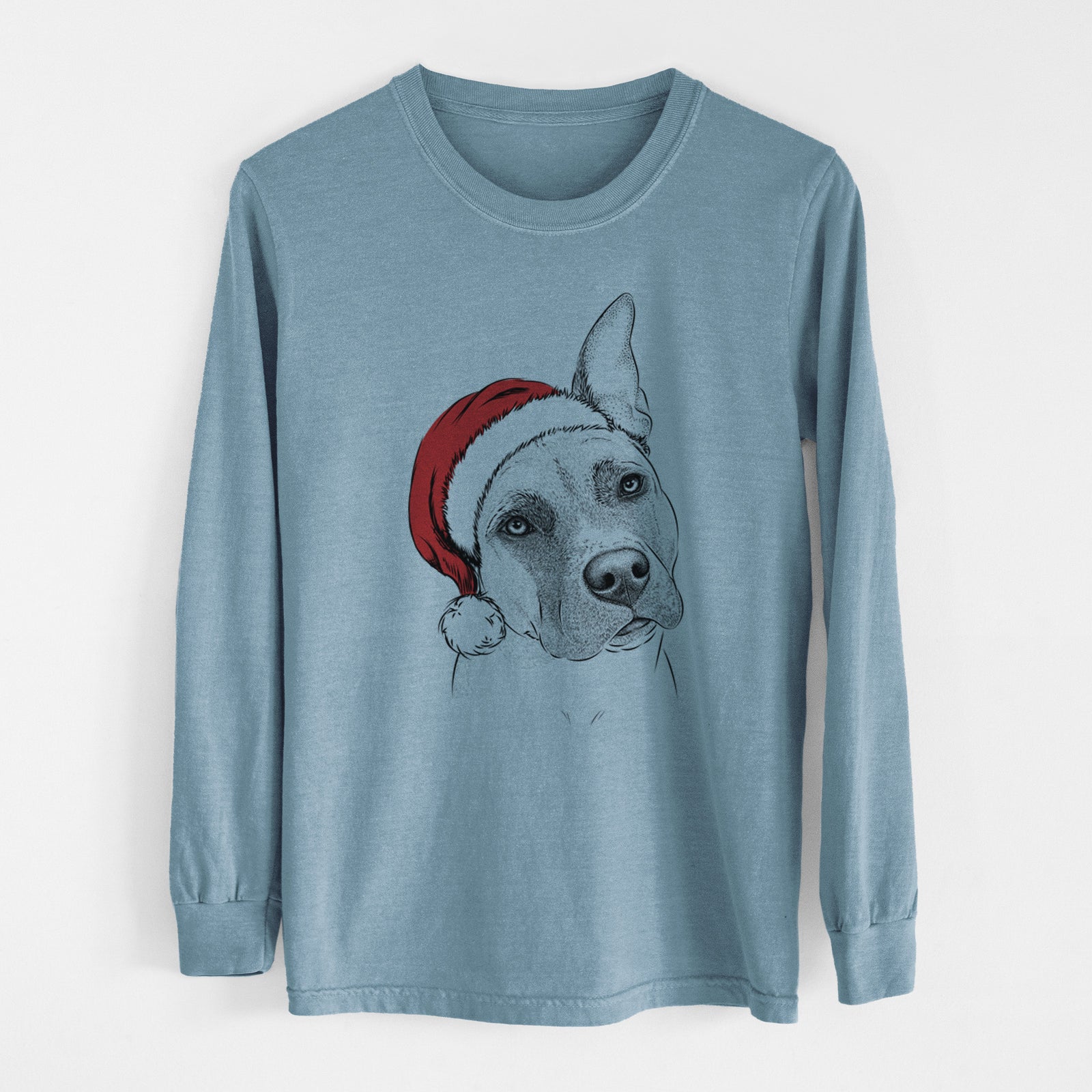Santa Ivy the Pitbull Mix - Heavyweight 100% Cotton Long Sleeve