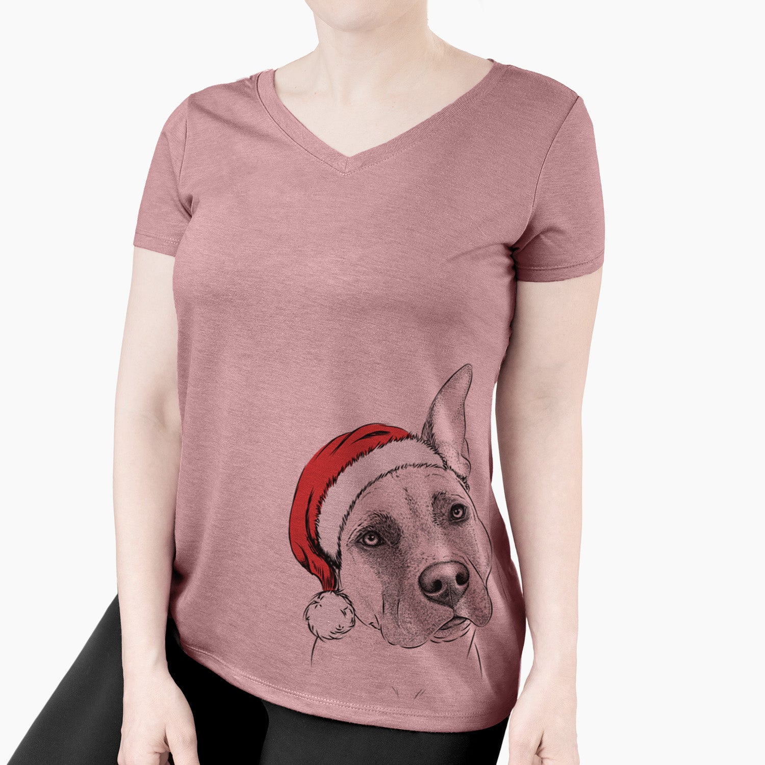 Santa Ivy the Pitbull Mix - Women's Perfect V-neck Shirt