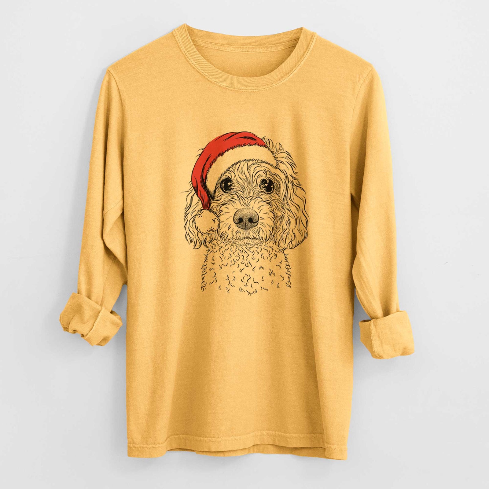 Santa Izzie the Cavachon - Heavyweight 100% Cotton Long Sleeve
