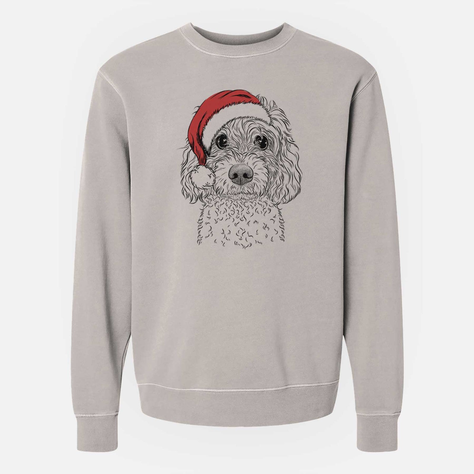 Santa Izzie the Cavachon - Unisex Pigment Dyed Crew Sweatshirt