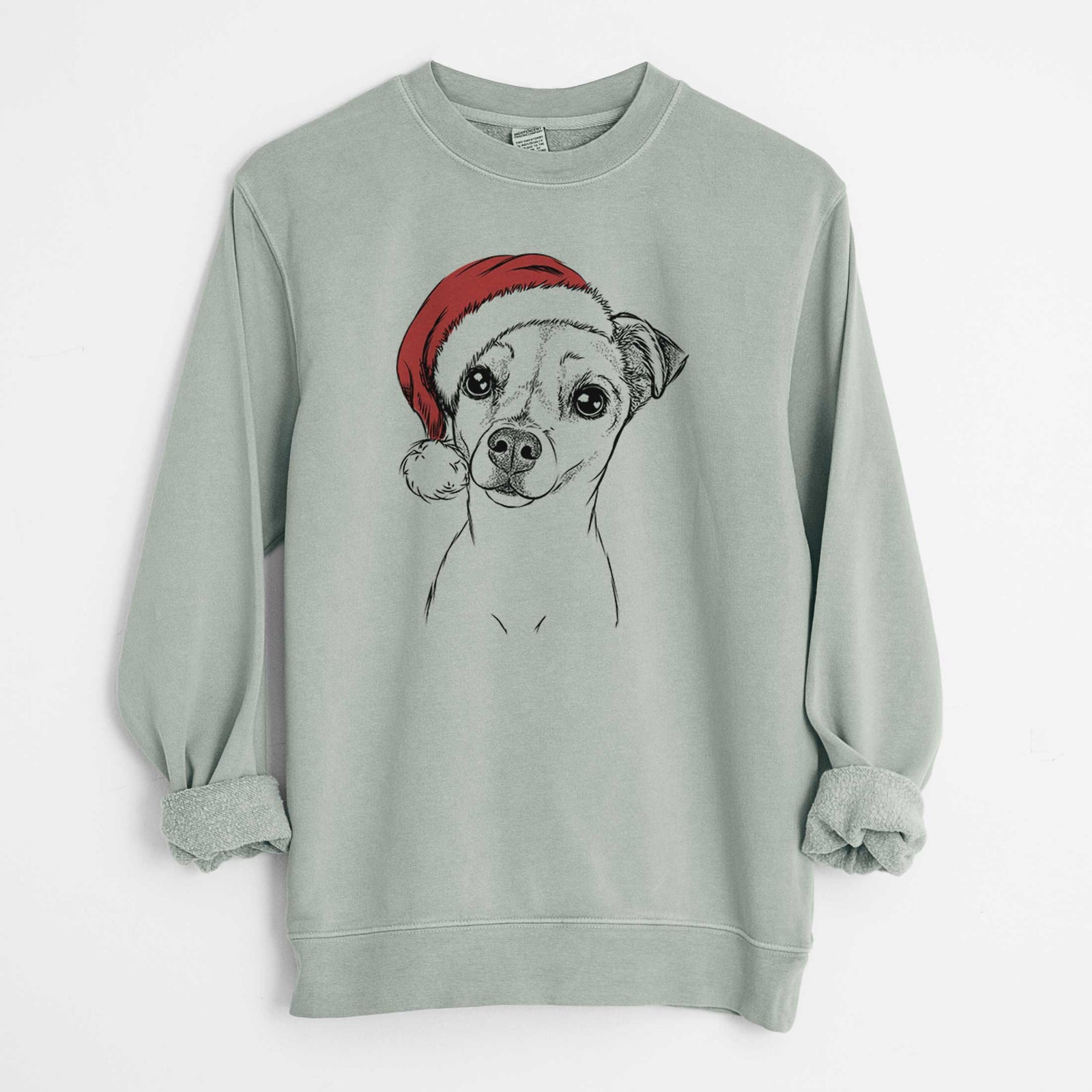 Santa Izzy the Chiweenie - Unisex Pigment Dyed Crew Sweatshirt