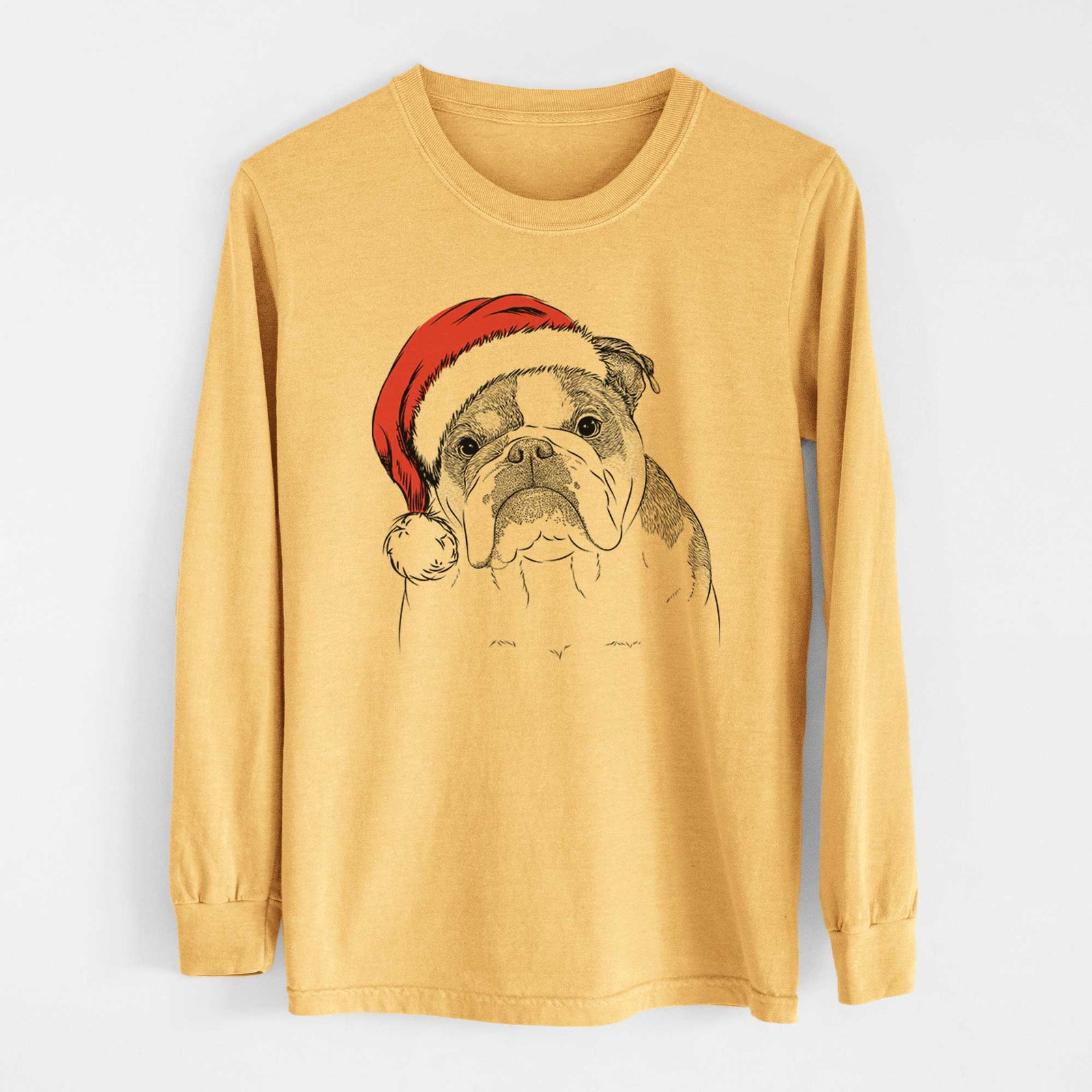 Santa Jack the English Bulldog - Heavyweight 100% Cotton Long Sleeve