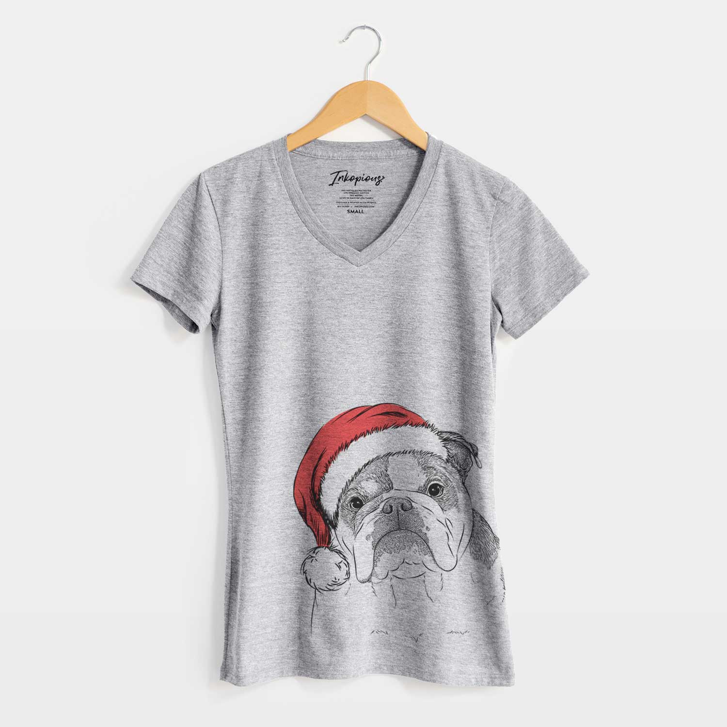 Santa Jack the English Bulldog - Women's Perfect V-neck Shirt