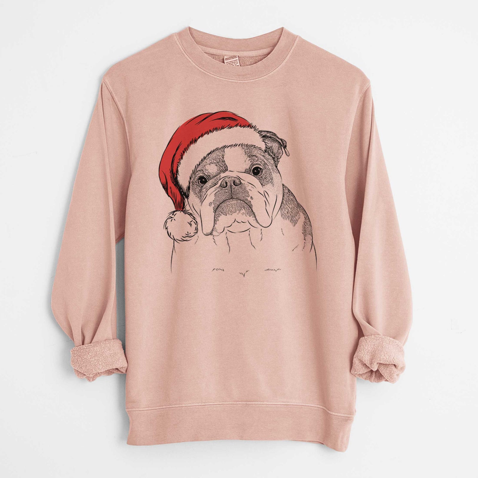 Santa Jack the English Bulldog - Unisex Pigment Dyed Crew Sweatshirt