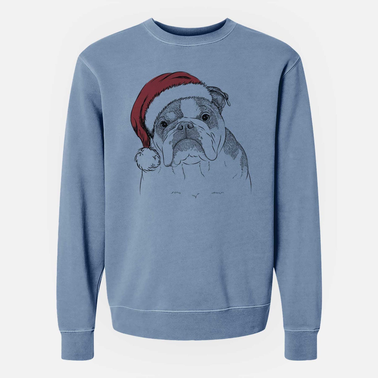 Santa Jack the English Bulldog - Unisex Pigment Dyed Crew Sweatshirt