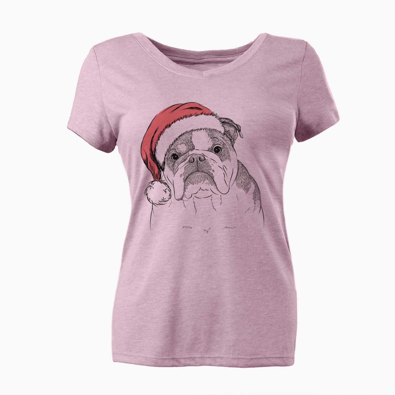 Santa Jack the English Bulldog - Women's Perfect V-neck Shirt