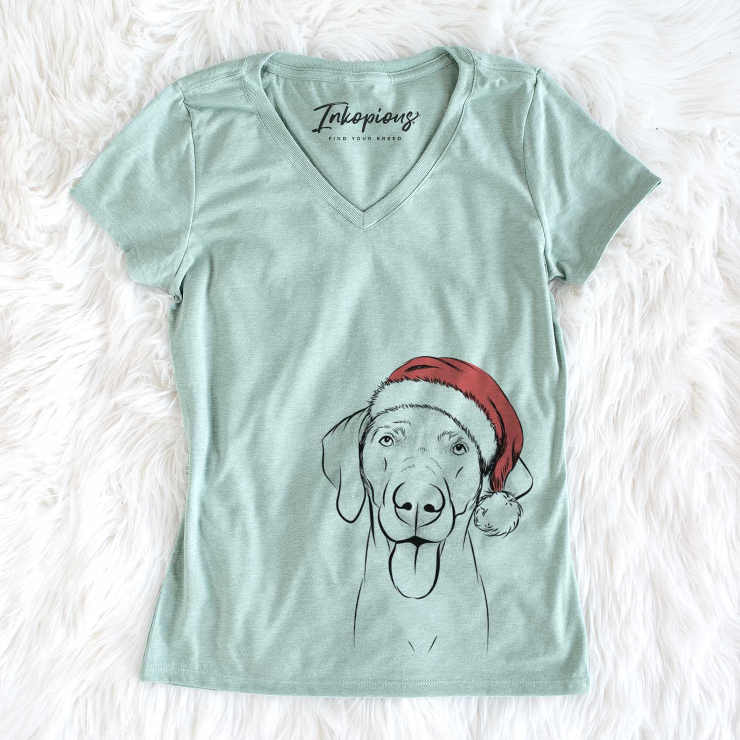 Santa Jackson the Weimaraner - Women's V-neck Shirt