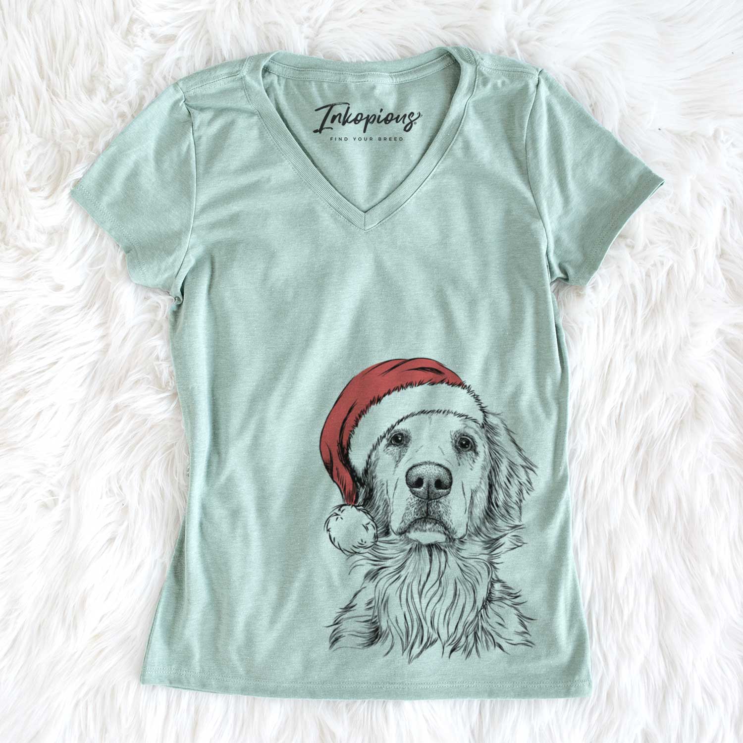 Santa Jake aroni the Golden Retriever - Women's V-neck Shirt