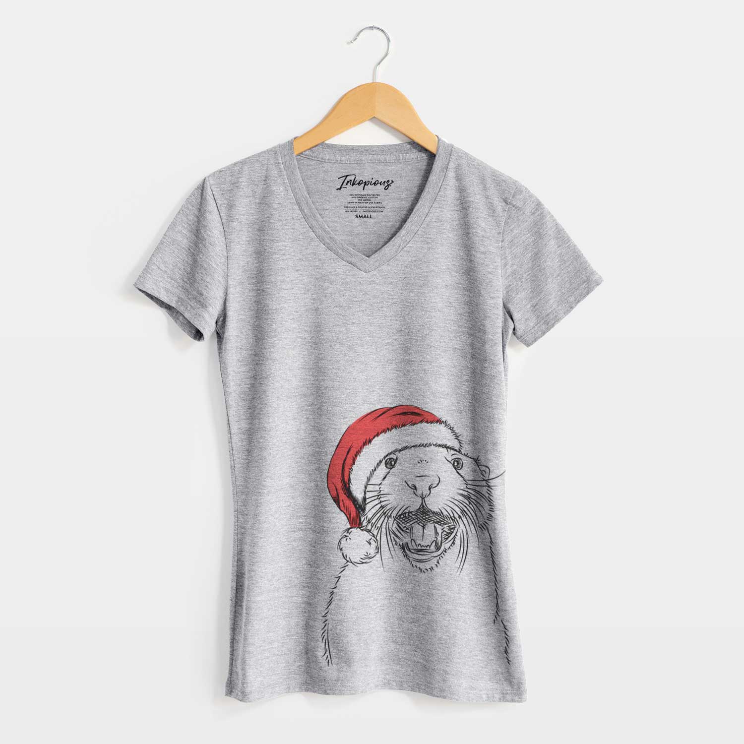 Santa Jasper the River Otter - Women's V-neck Shirt