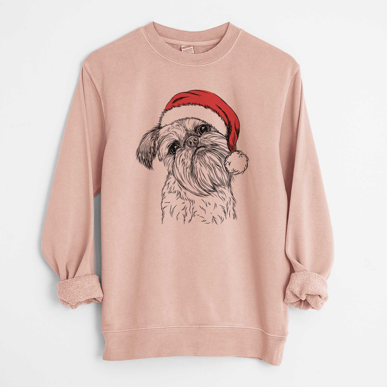 Santa Jasper Joe the Brussels Griffon - Unisex Pigment Dyed Crew Sweatshirt