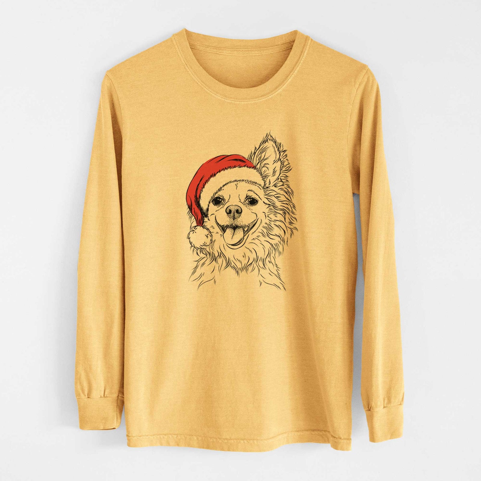 Santa Jasper the Pomchi - Heavyweight 100% Cotton Long Sleeve