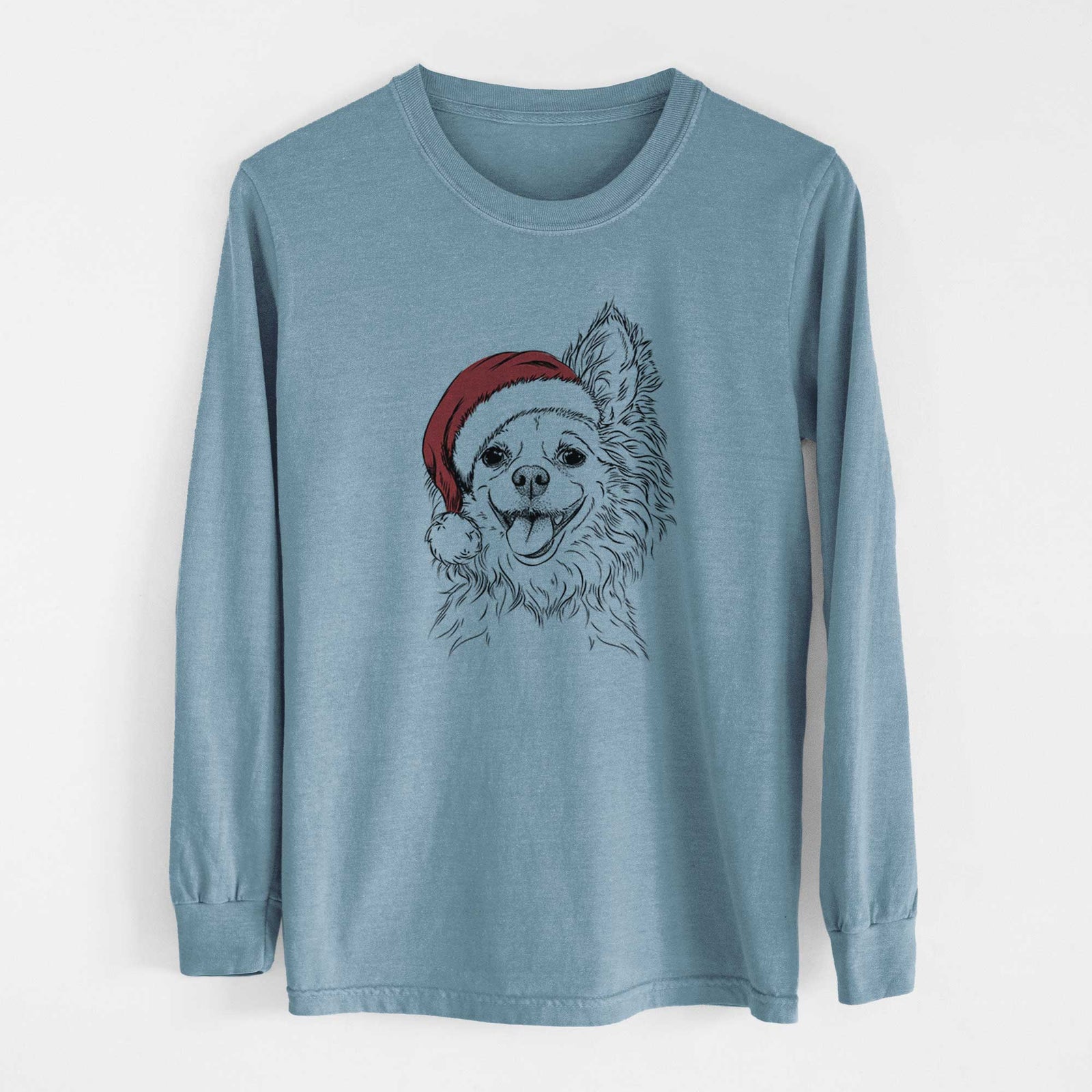 Santa Jasper the Pomchi - Heavyweight 100% Cotton Long Sleeve