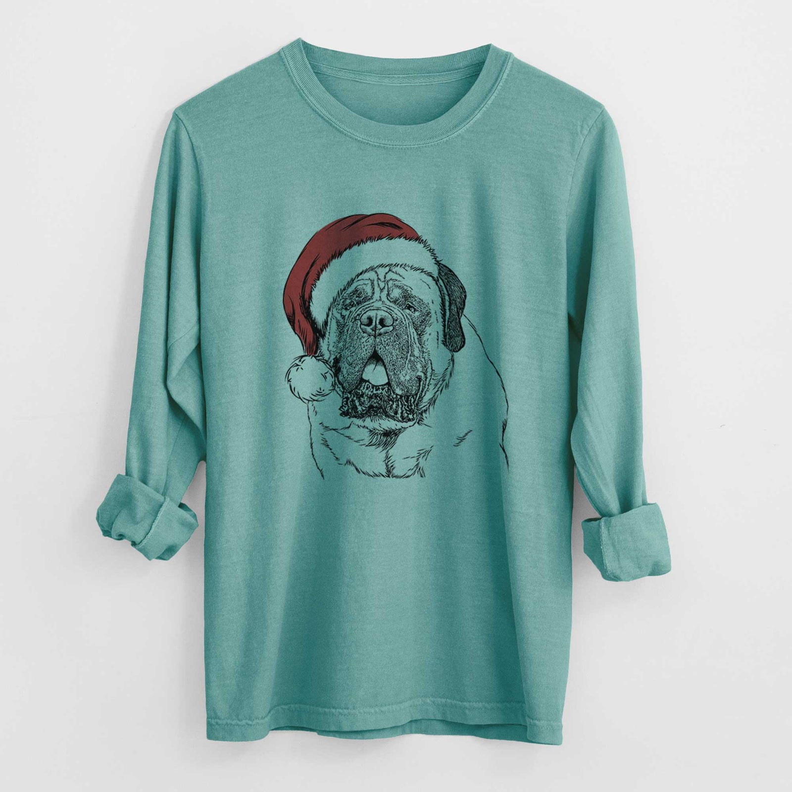 Santa Jed the English Mastiff - Heavyweight 100% Cotton Long Sleeve