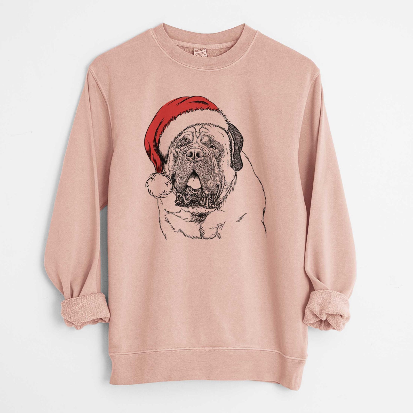 Santa Jed the English Mastiff - Unisex Pigment Dyed Crew Sweatshirt