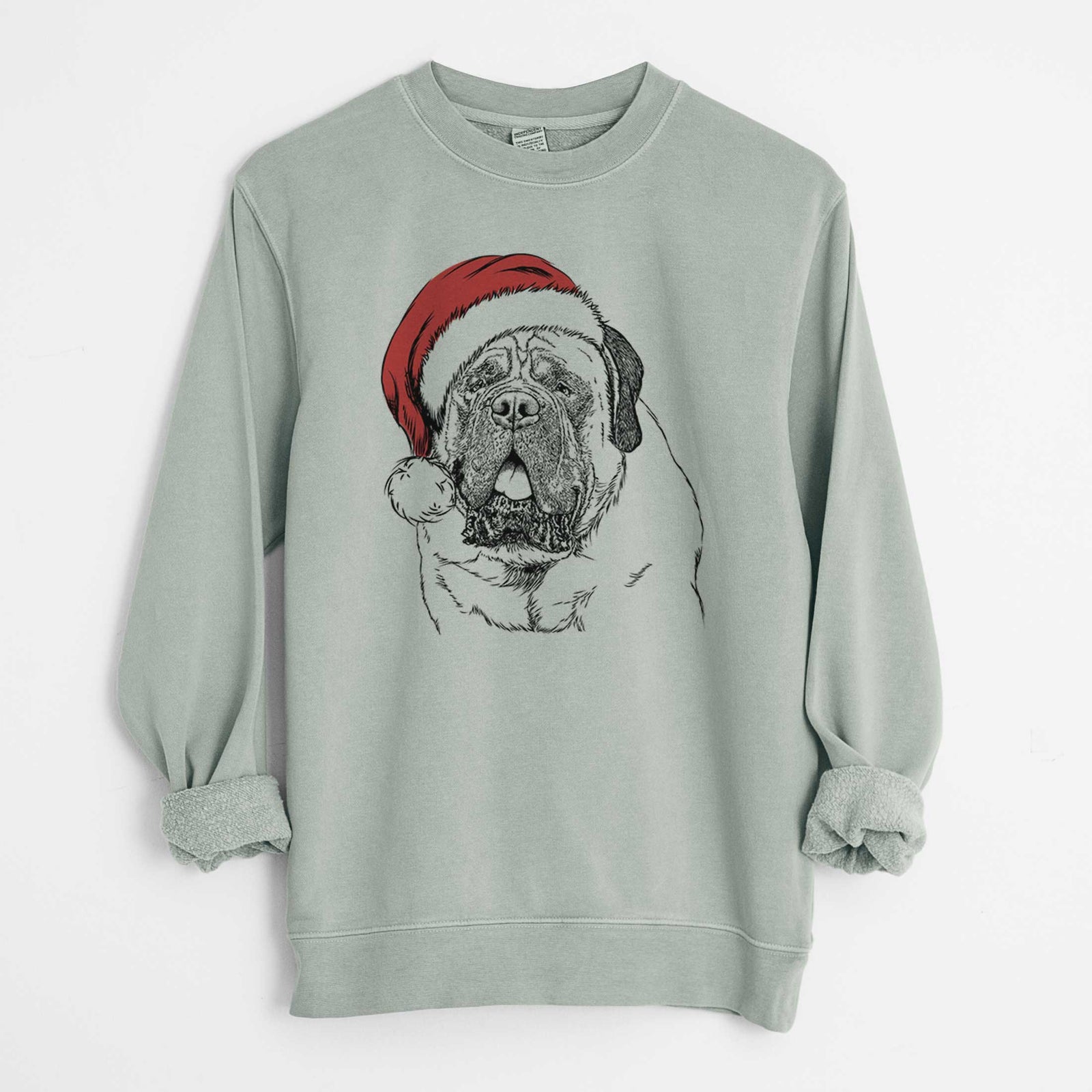 Santa Jed the English Mastiff - Unisex Pigment Dyed Crew Sweatshirt