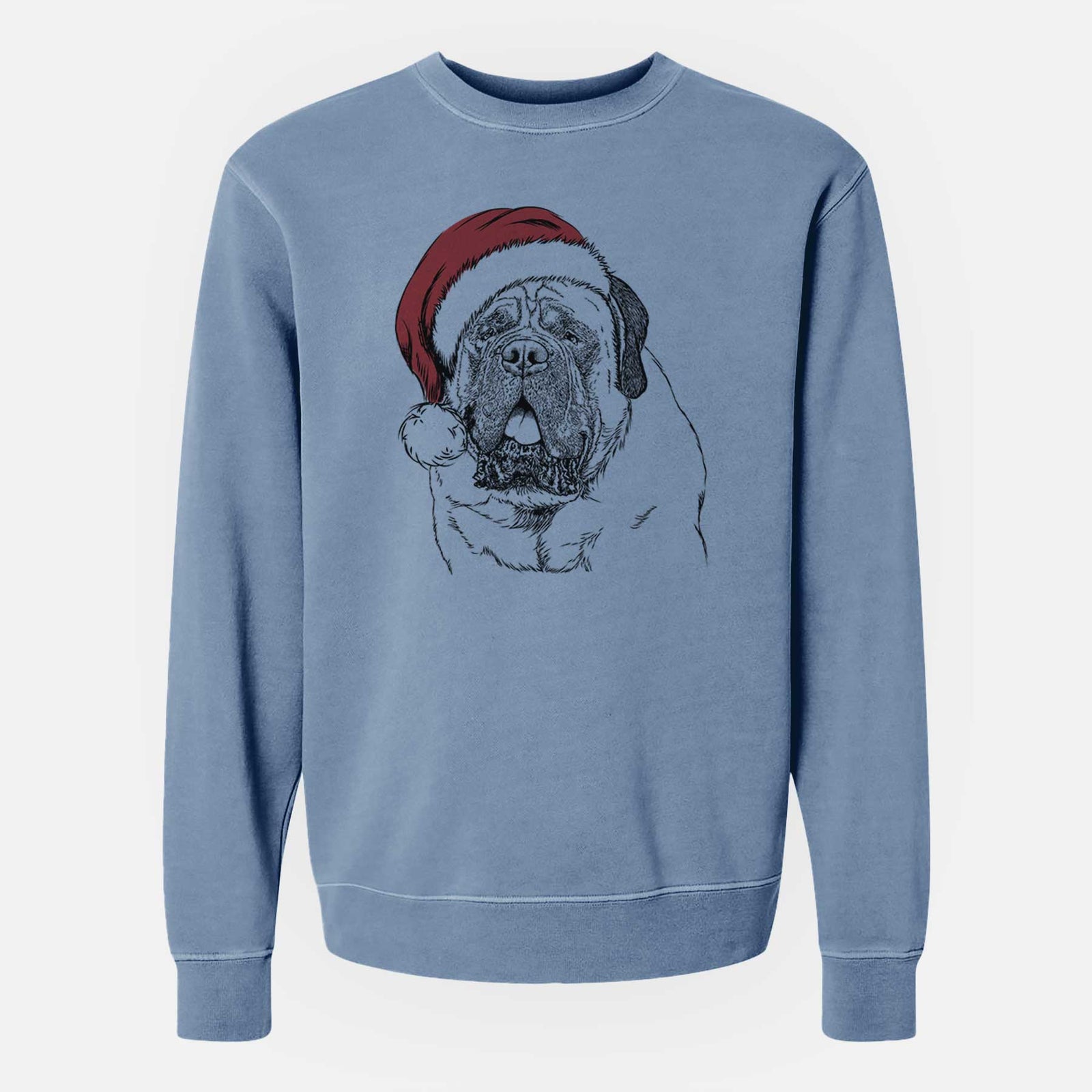 Santa Jed the English Mastiff - Unisex Pigment Dyed Crew Sweatshirt