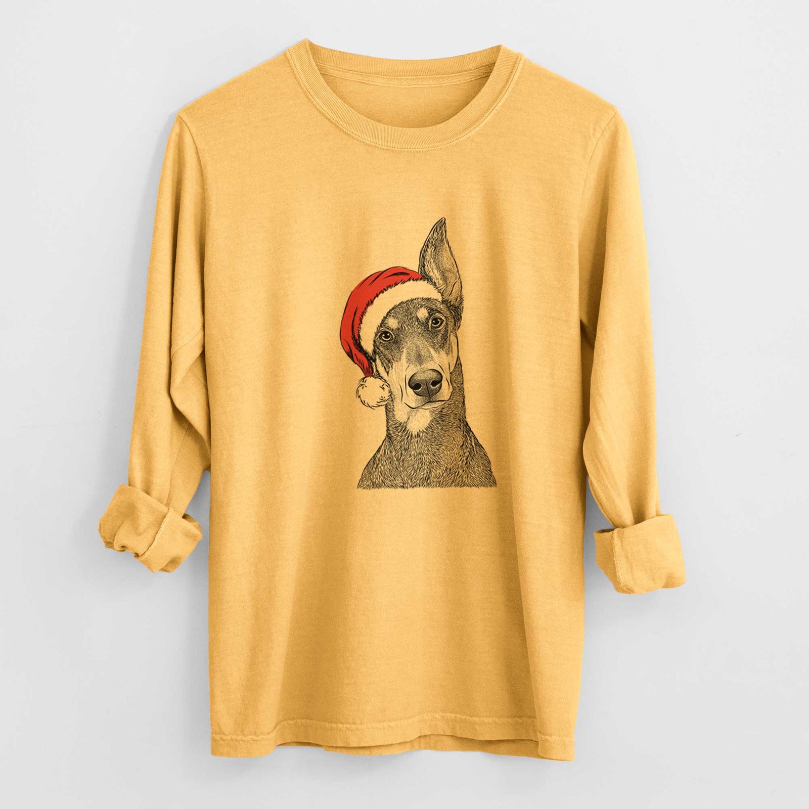 Santa Jenna the Doberman Pinscher - Heavyweight 100% Cotton Long Sleeve