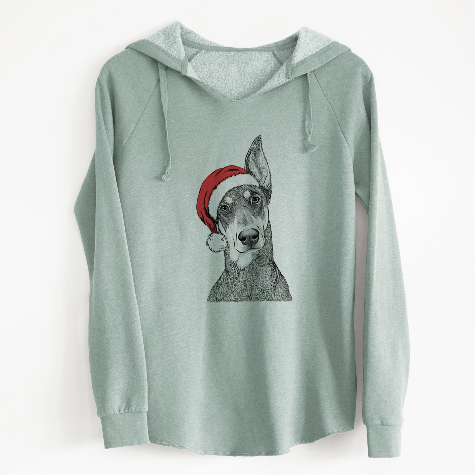 Santa Jenna the Doberman Pinscher - Cali Wave Hooded Sweatshirt